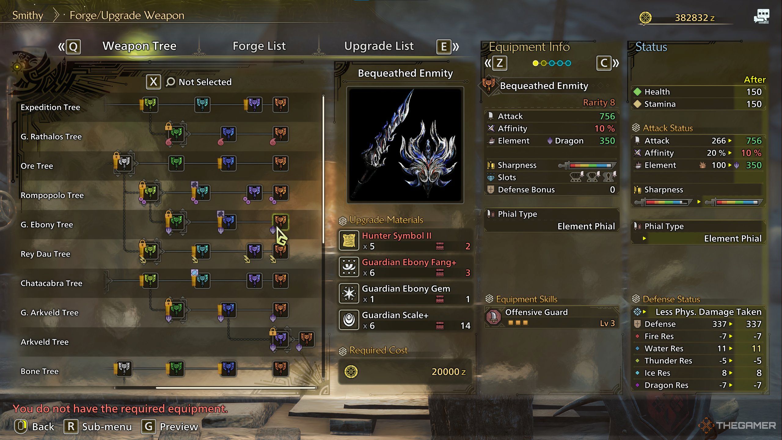 A forge preview image of the Bequeathed enmity from monster hunter wilds.