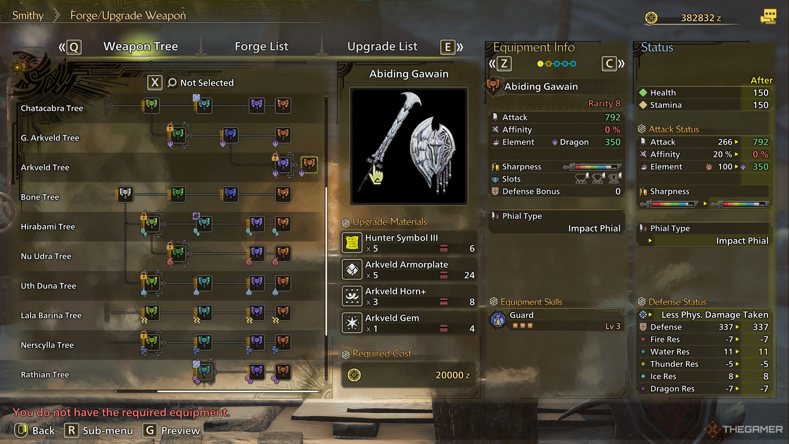 A forge preview image of the g. abiding gawain from monster hunter wilds.