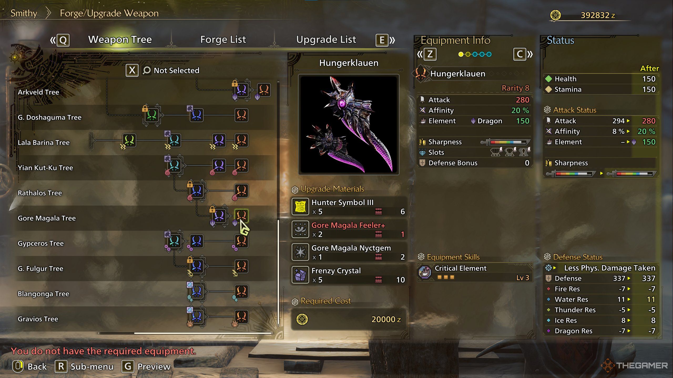A forge preview image of the hungerklauen from monster hunter wilds.