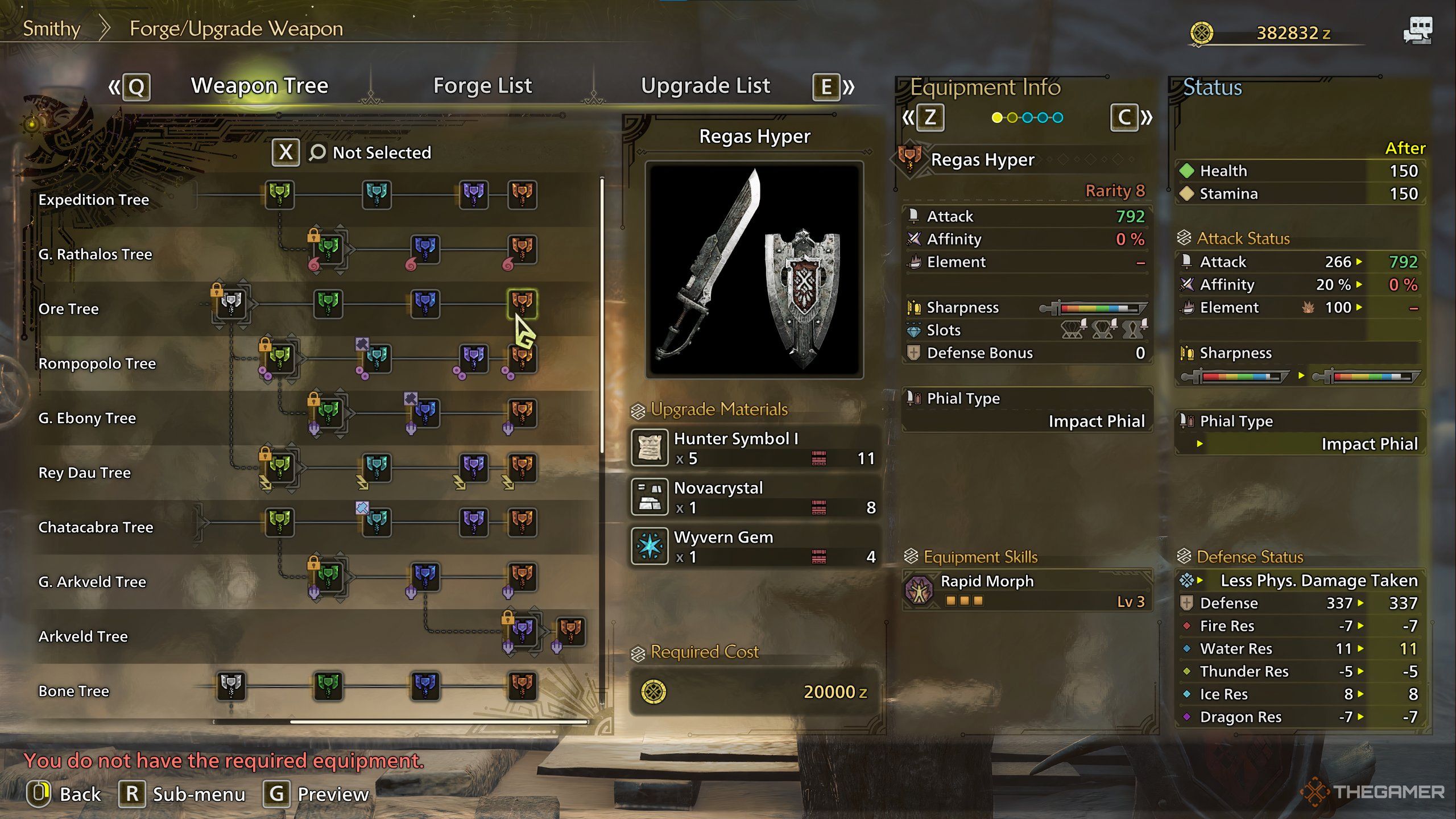 A forge preview image of the Regas Hyper from monster hunter wilds.