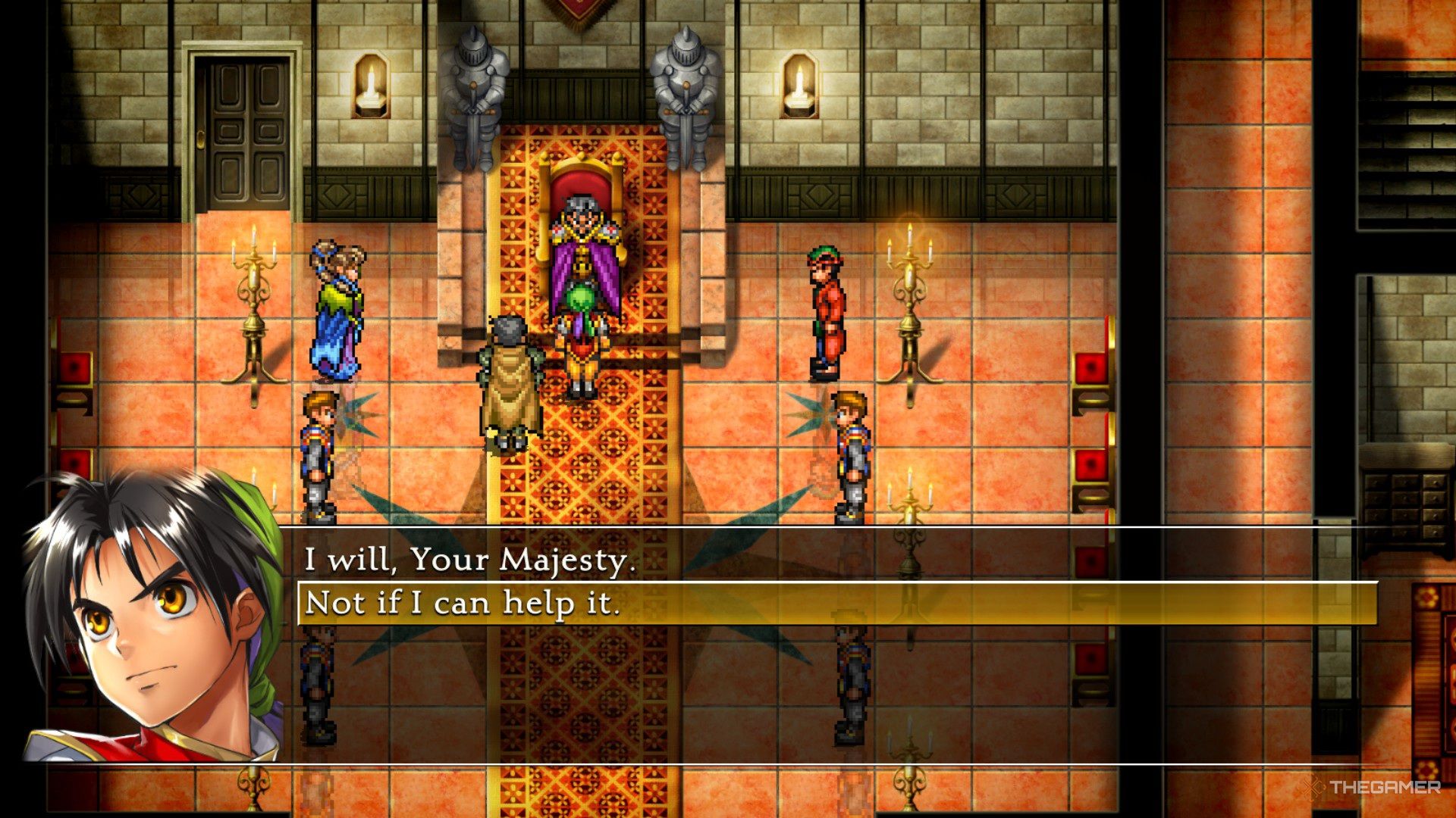 Sokodon 1 HD Remster's game play screenshot is showing a dialogue choice while talking to the king.