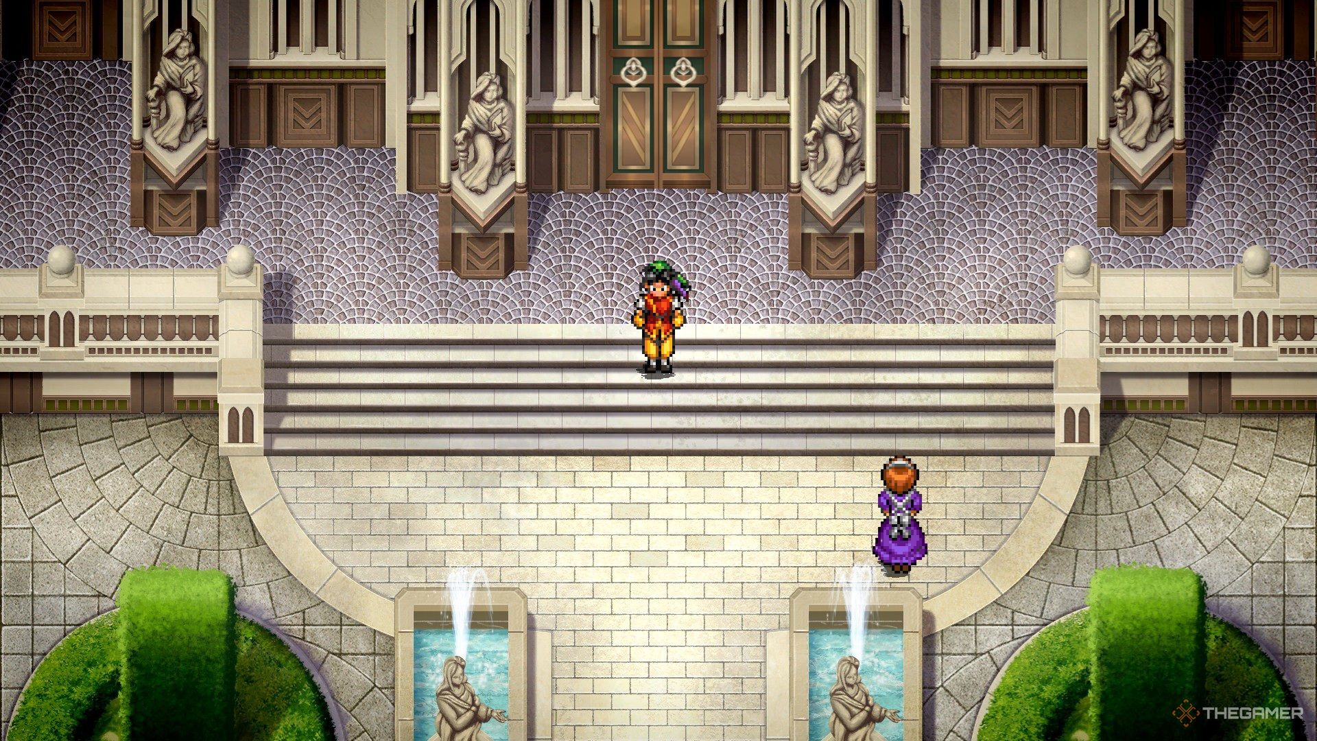 Sokodin 1 HD Remster's game play screenshot, showing the main character standing in front of the fort.