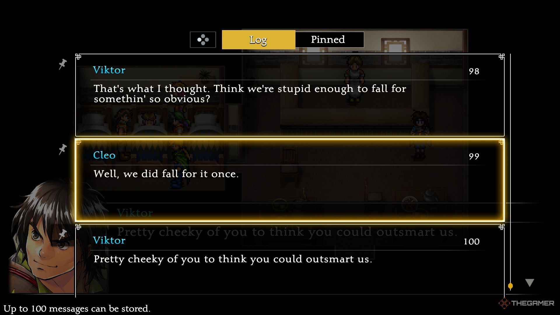 Sokodin 1 HD Remster's game play screenshot, showing a new message log.