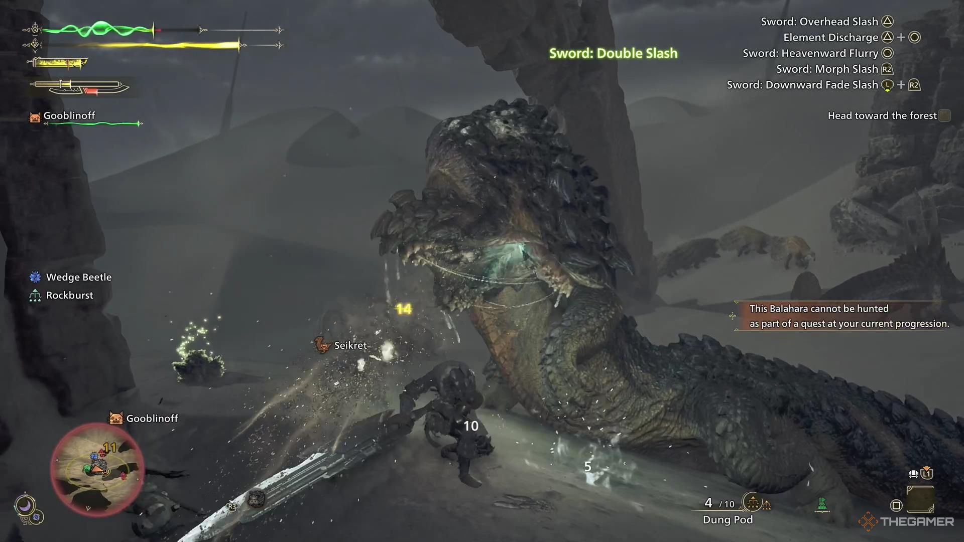 A Hunter wielding a giant sword against a monster in Monster Hunter Wilds.