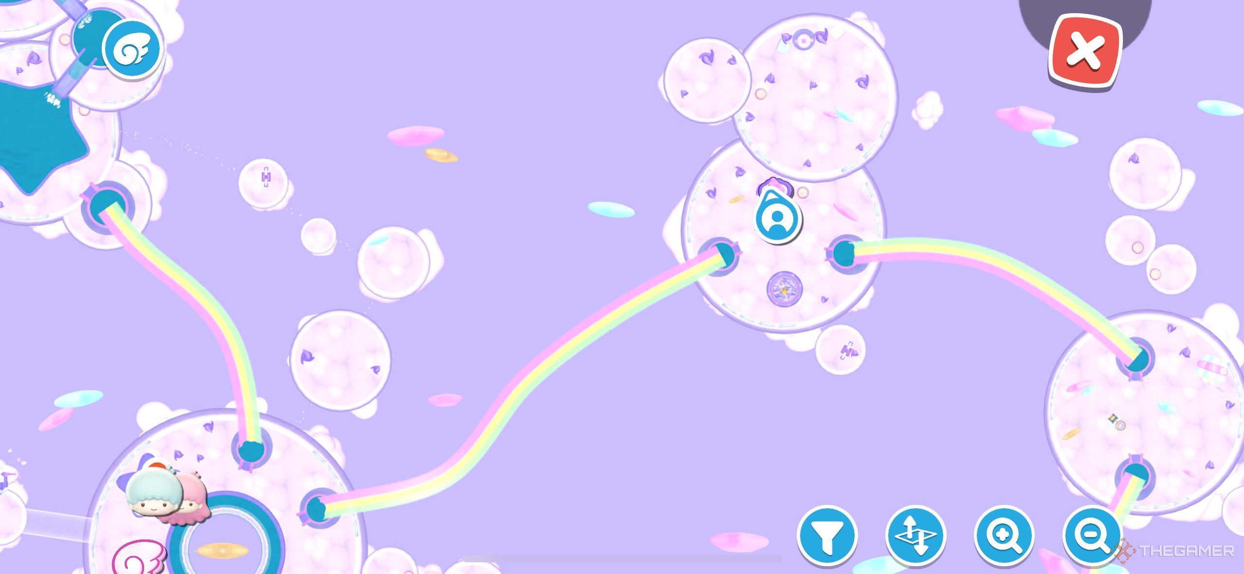 A player standing at Candy Cloud Machine in Hello Kitty Island Adventure.