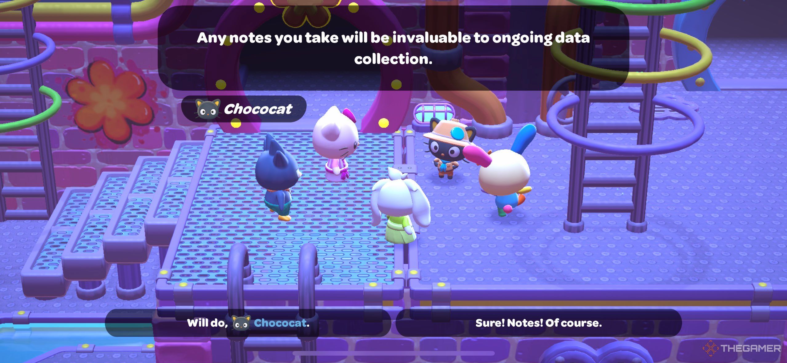 A player wrapping up Above and Below in Hello Kitty Island Adventure.