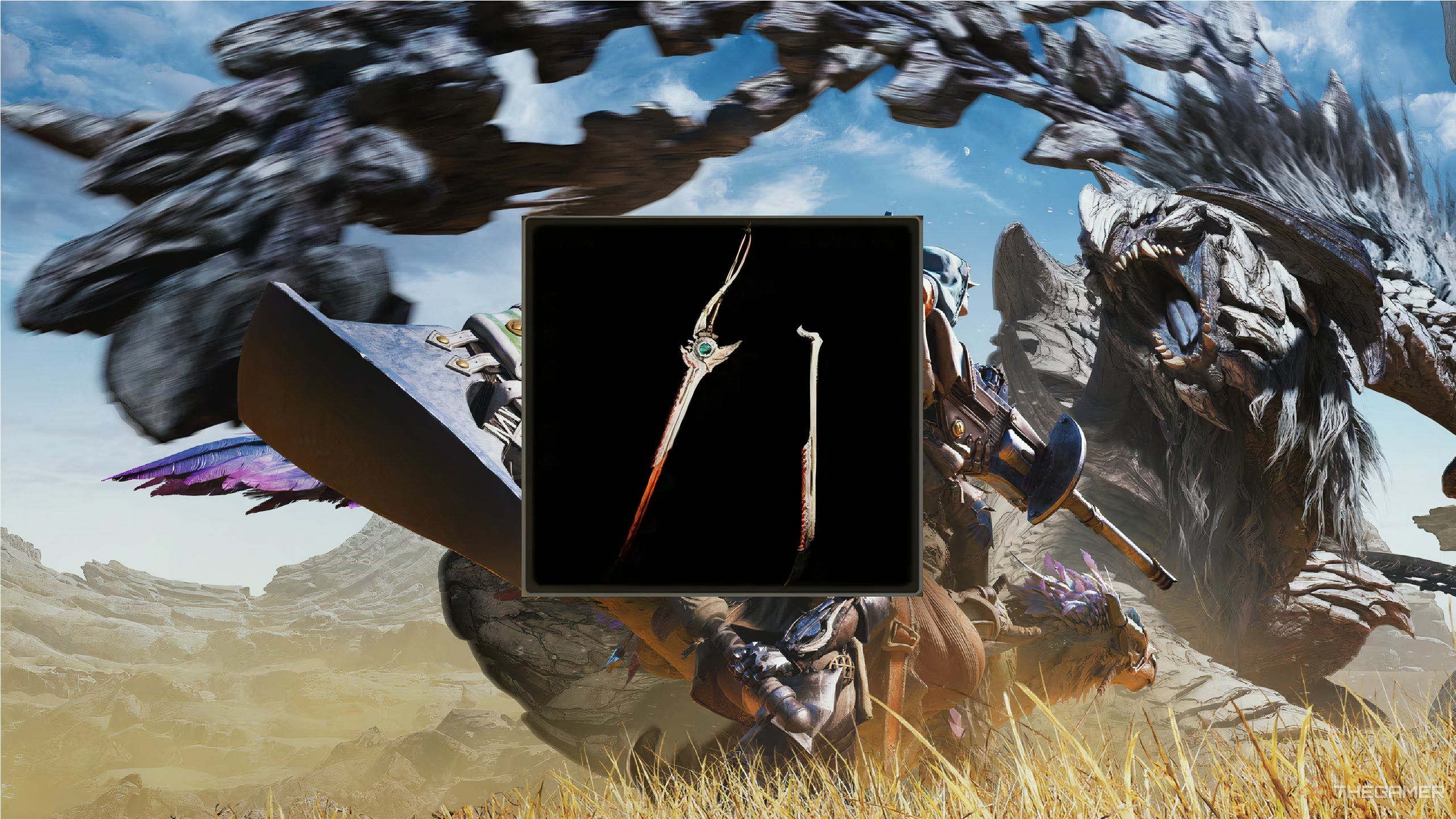 A preview image of the bloodscream longsword from monster hunter wilds.