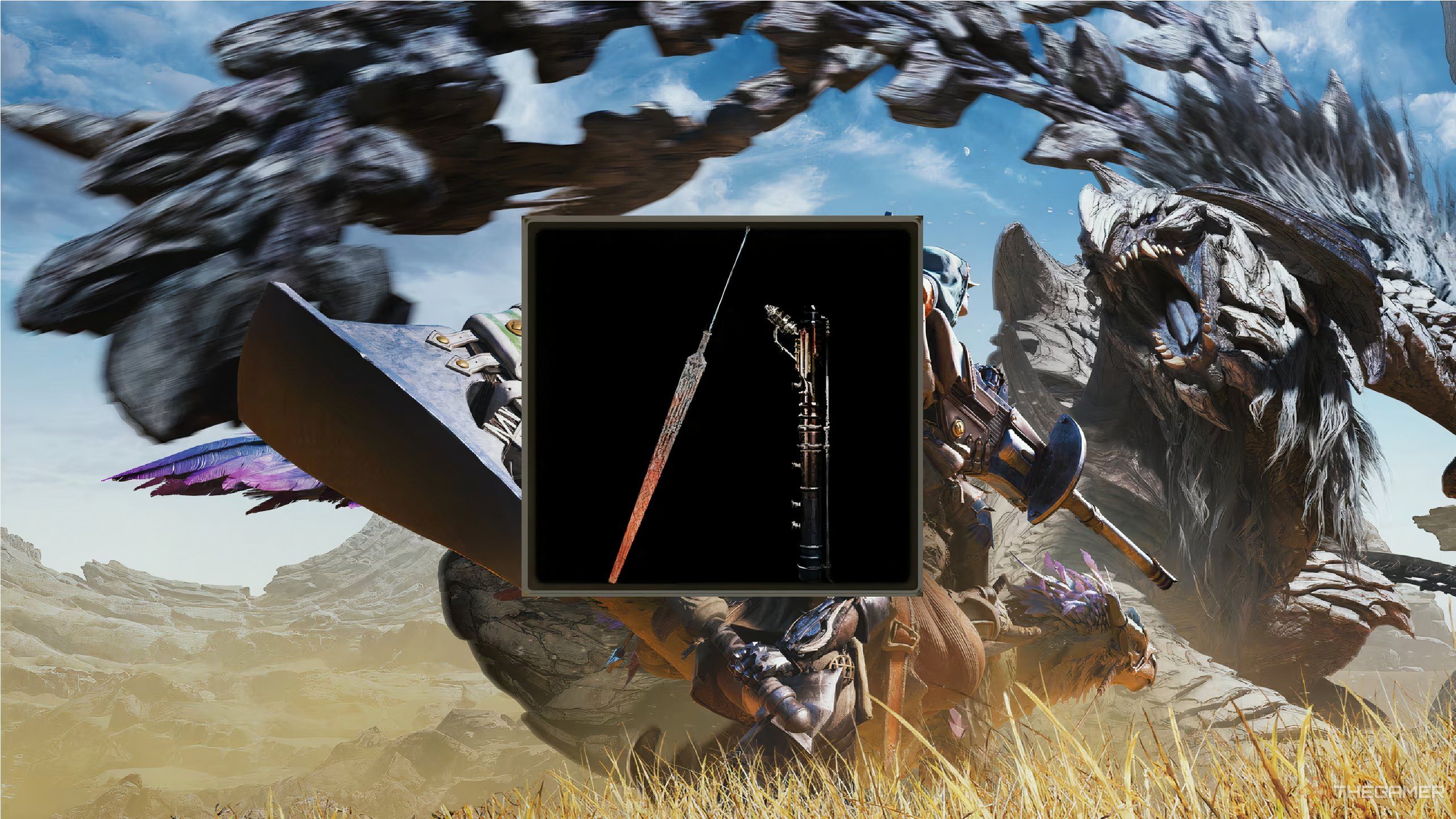 A preview image of the firetrail ferrocere longsword from monster hunter wilds.