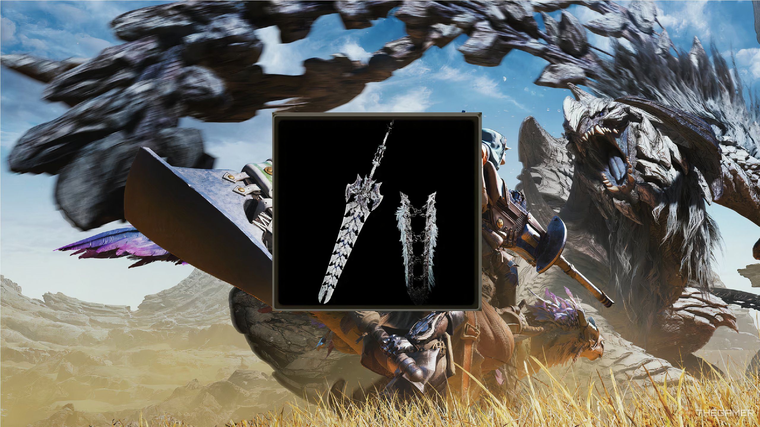 A preview image of the righteous lancelot longsword from monster hunter wilds.