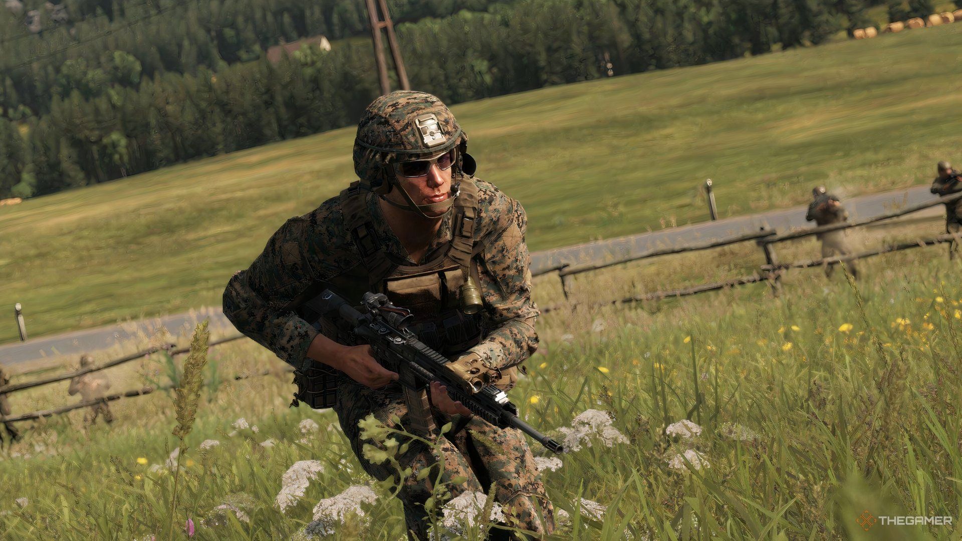 A solider in a field using RHS Status Quo Mod By Red Hammer Studios.