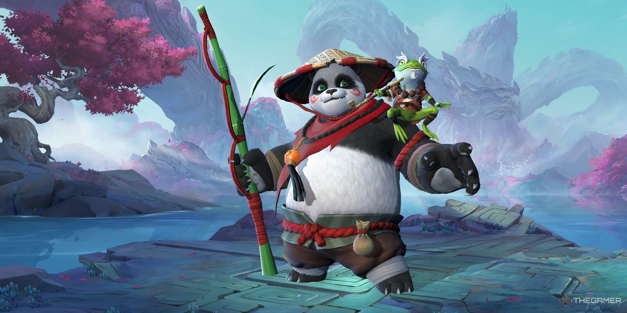 Akai from Mobile Legends Bang Bang standing in his character display page.