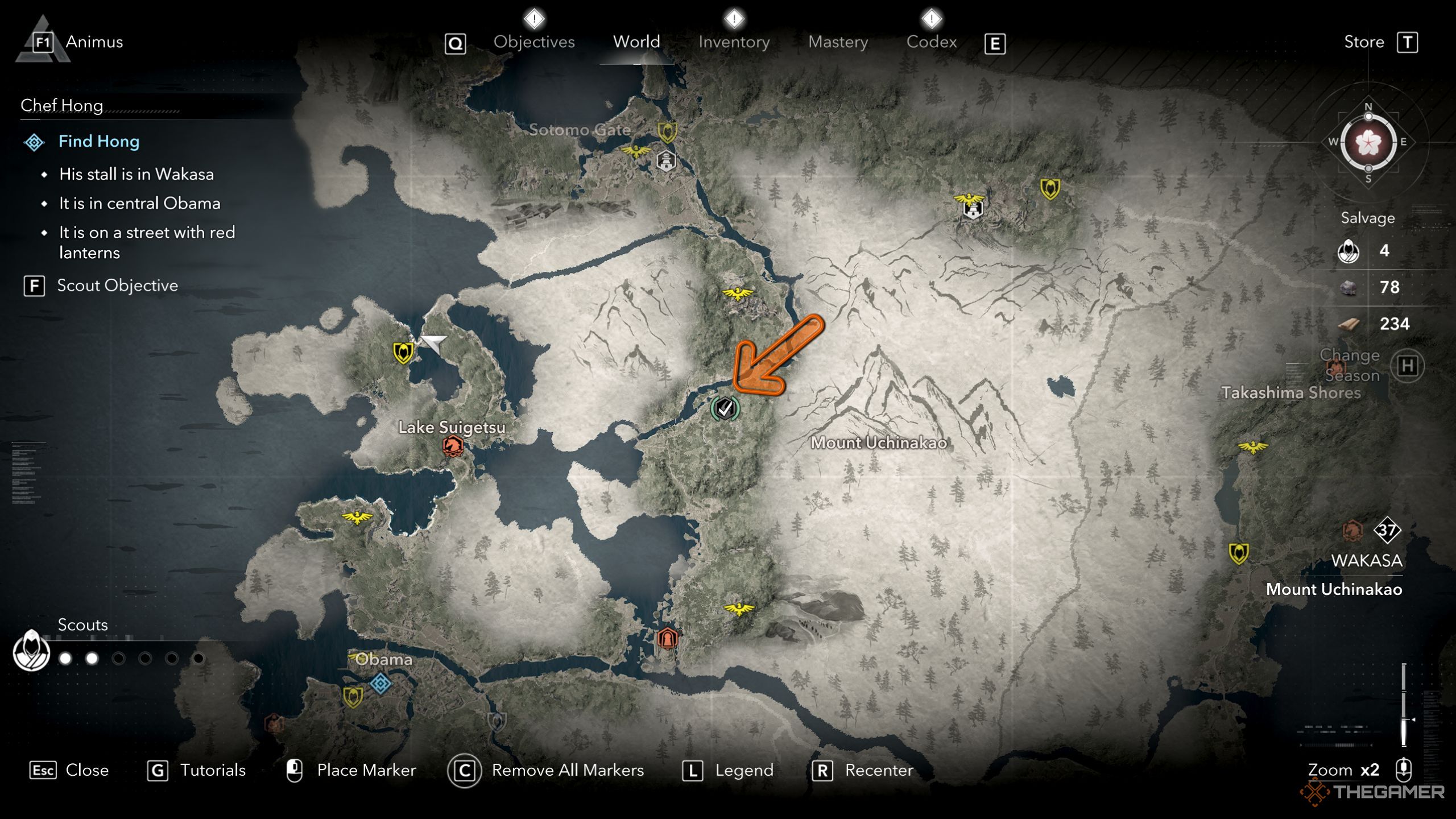 Assassins Creed Shadows Path of Wisdom در نقشه.
