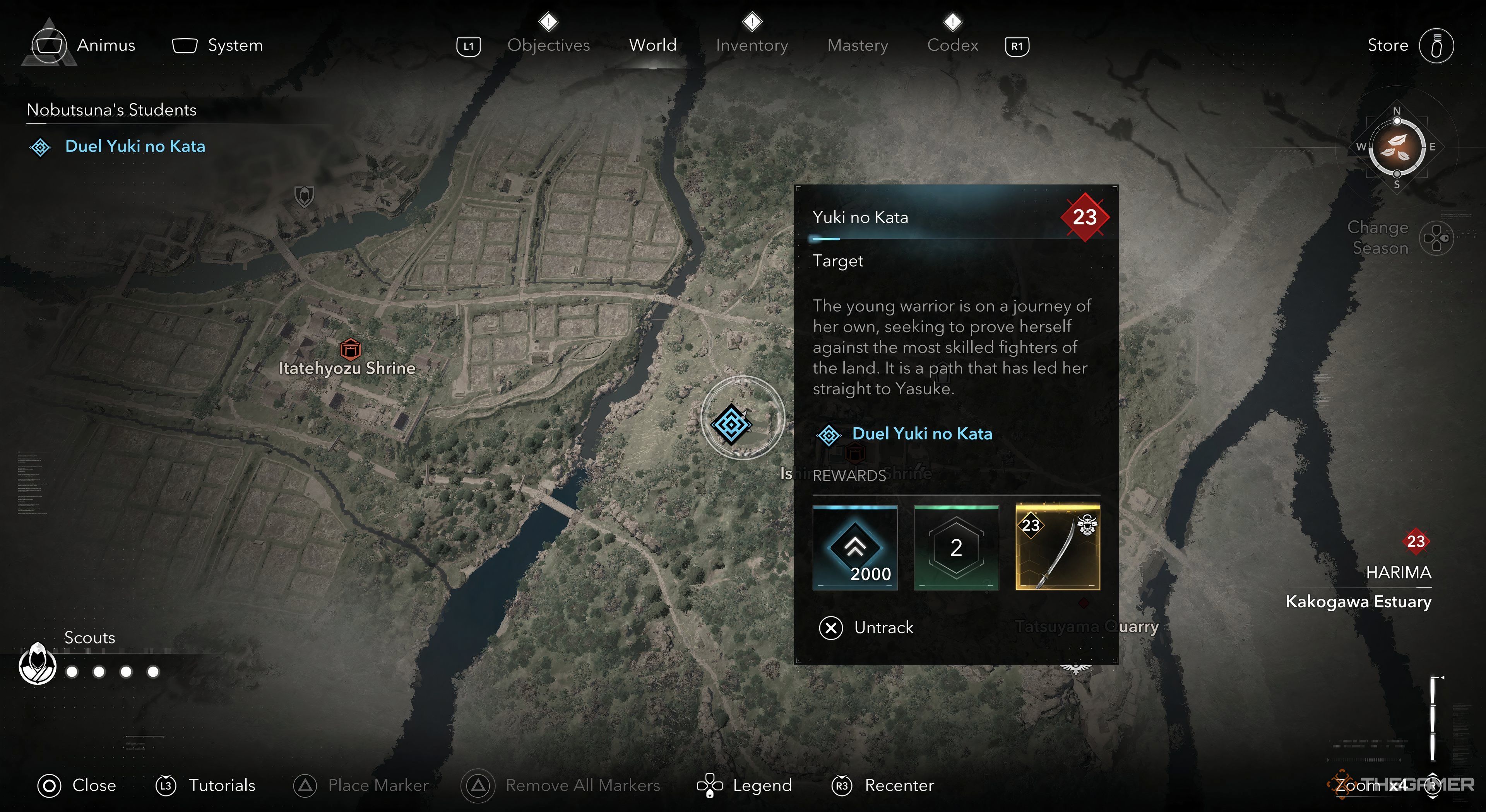 Assassins Creed Shadows Yuki no Kata location revealed. There is a discripton box on the right.
