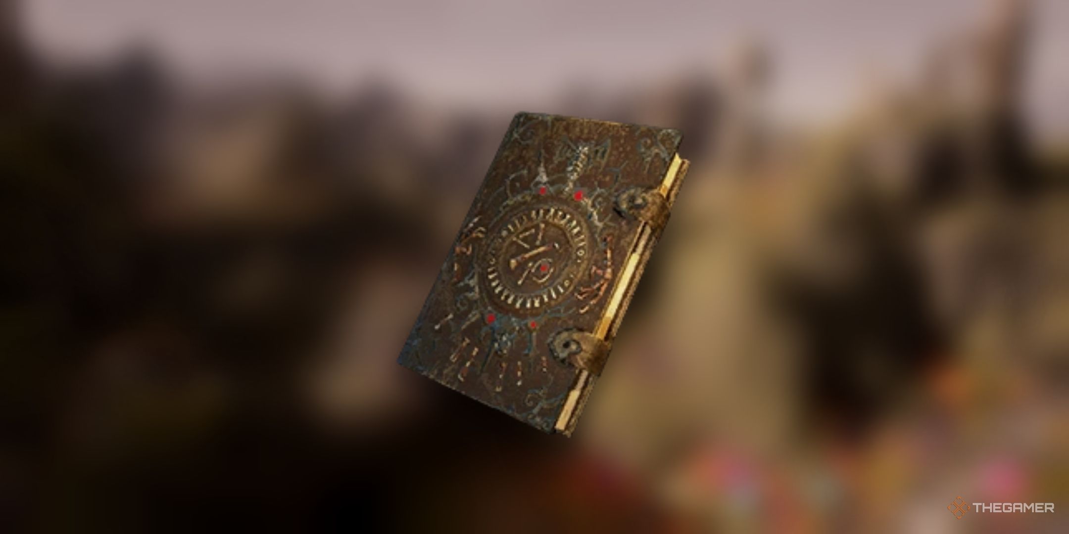 Avowed, Eilara&rsquo;s Grimoire item image over a blurred background of the Emerald Stair.