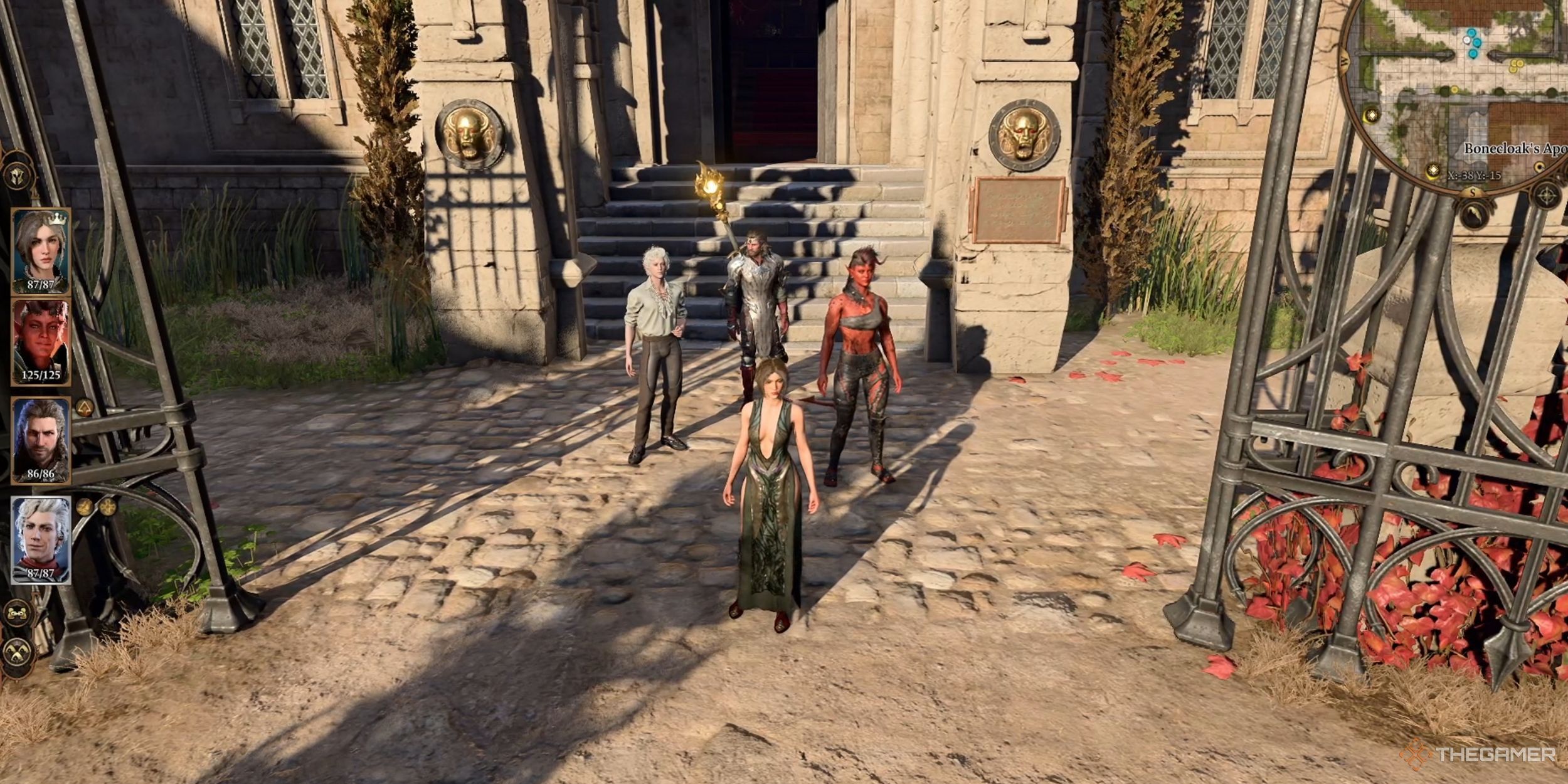 A party including Tav, Gale, Astarion, and Karlach in Baldur&rsquo;s Gate 3.