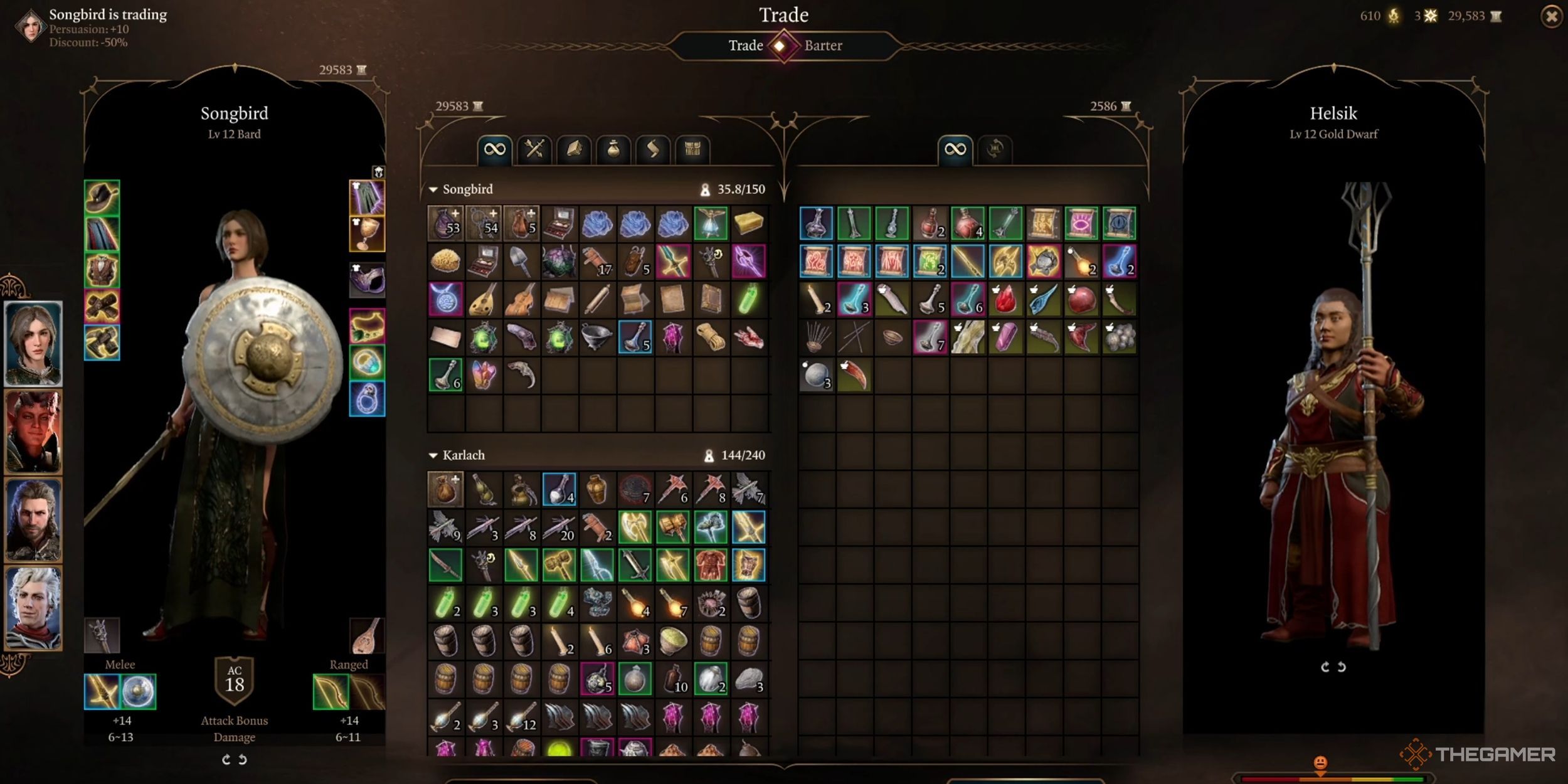Tav trading with Helsik in Baldur&rsquo;s Gate 3.