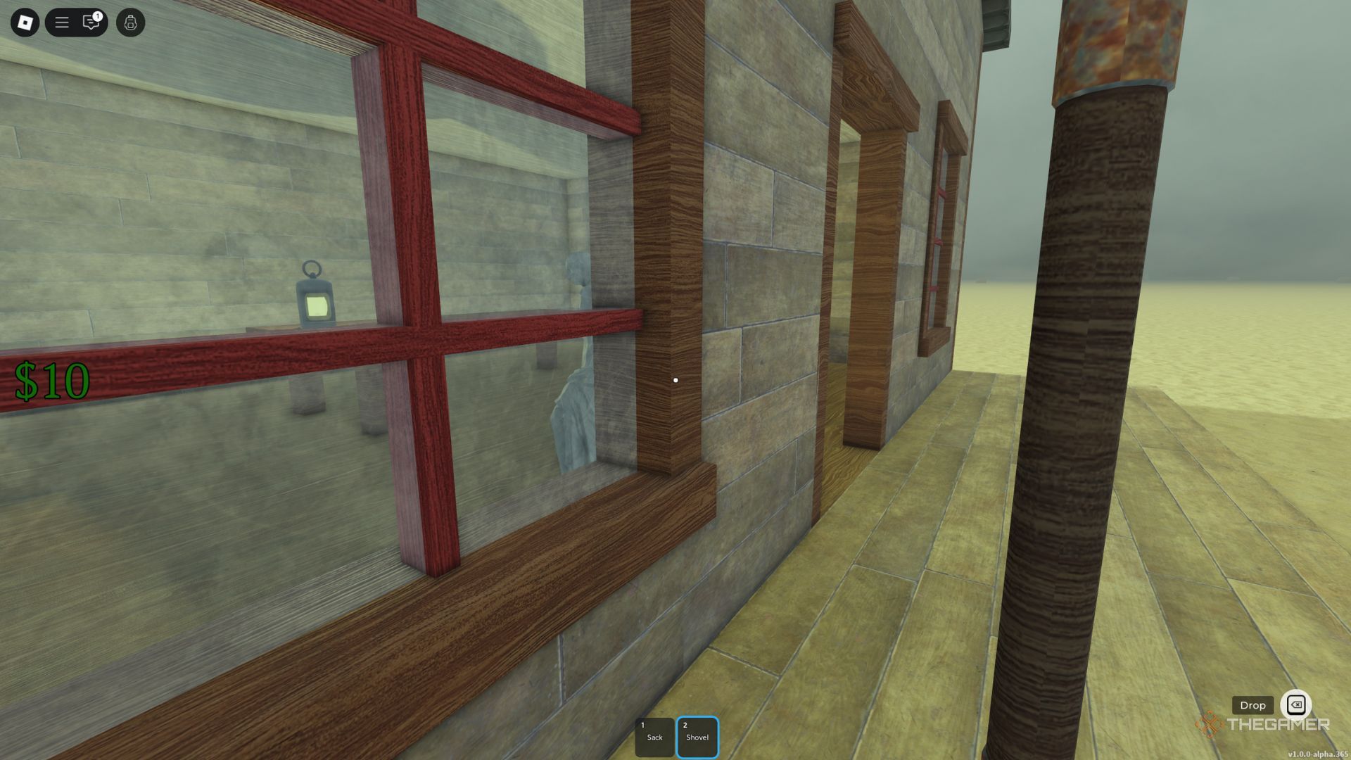 The character of the player shows the barn in the middle of the desert in dead tracks.