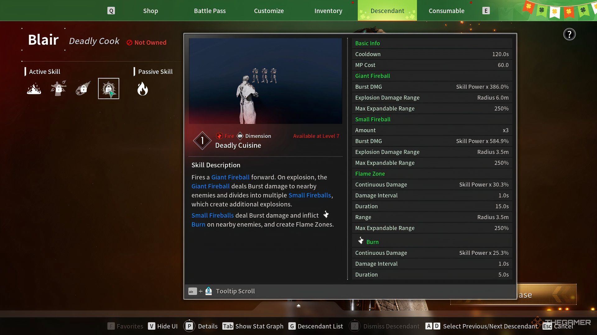 Showcasing Blair&rsquo;s Deadly Cuisine skill via a preview window in The First Descendant.