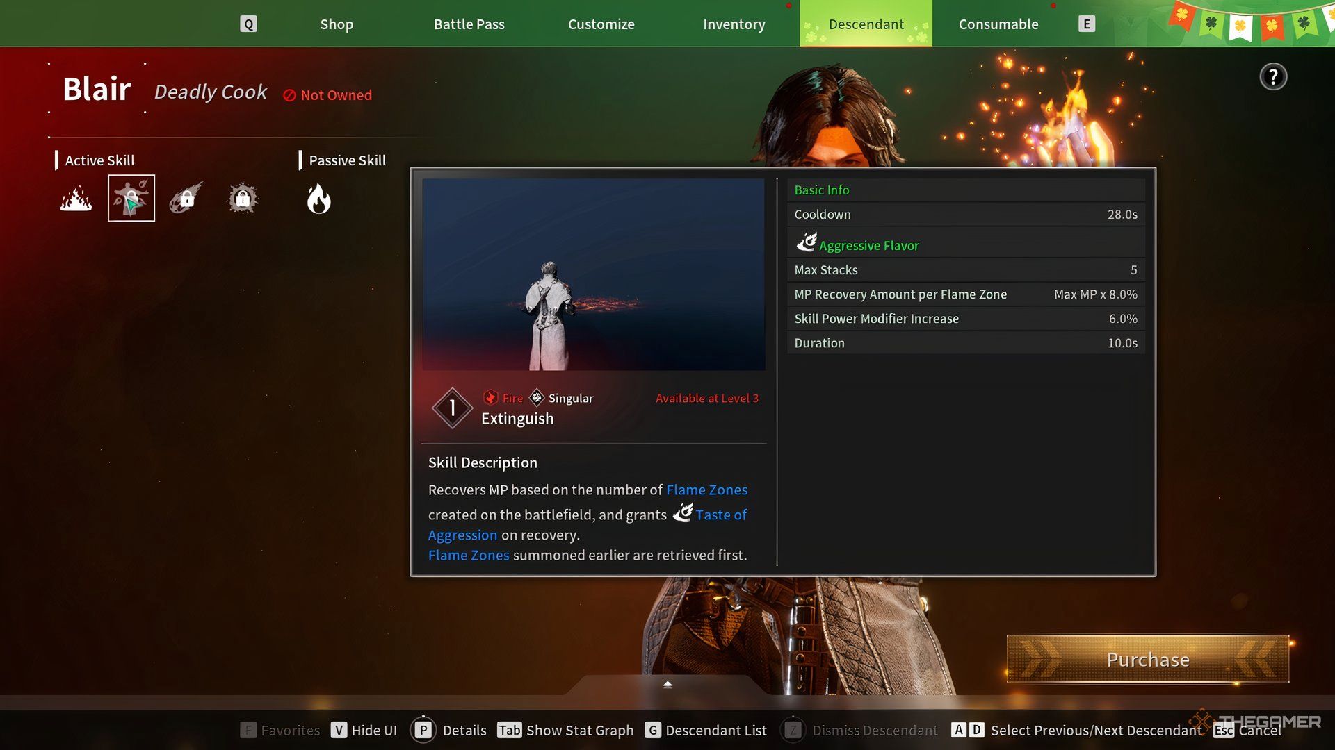 Showcasing Blair&rsquo;s Extinguish skill via a preview window in The First Descendant.