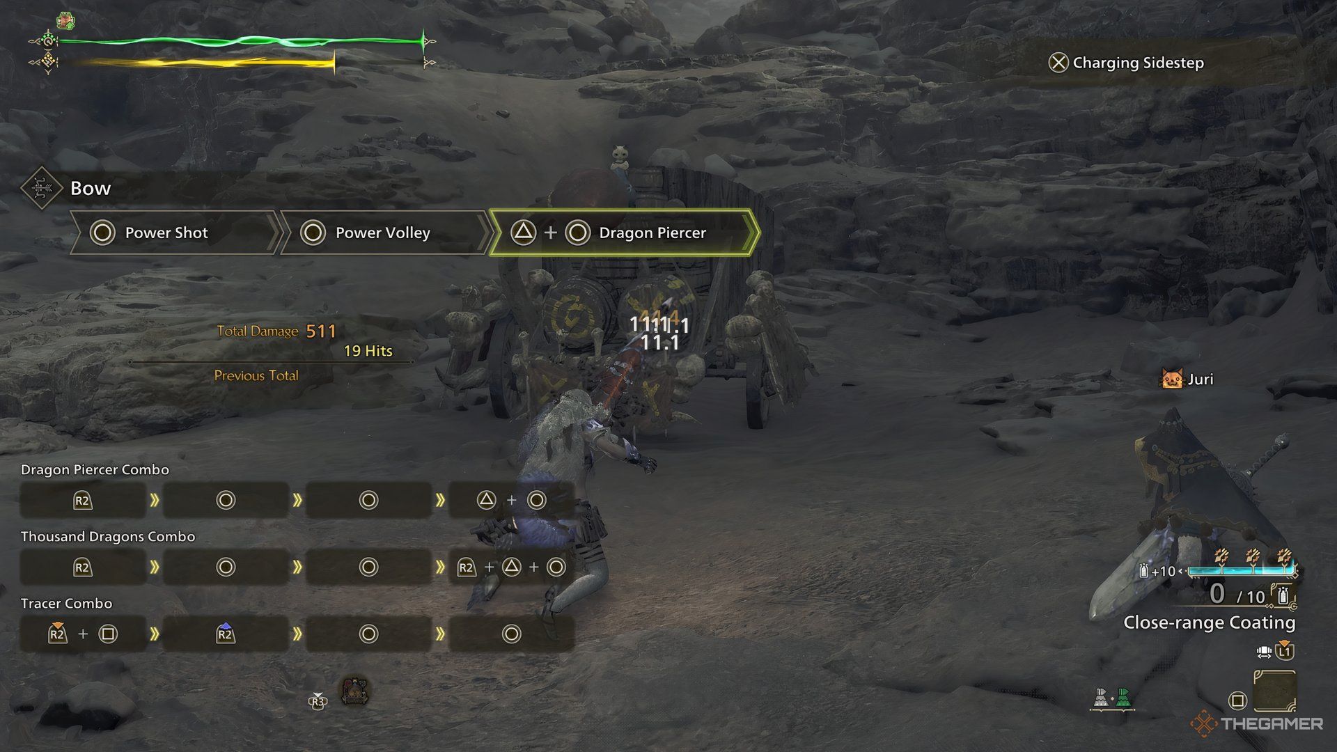 Bow in training mode in Monster Hunter Wilds.