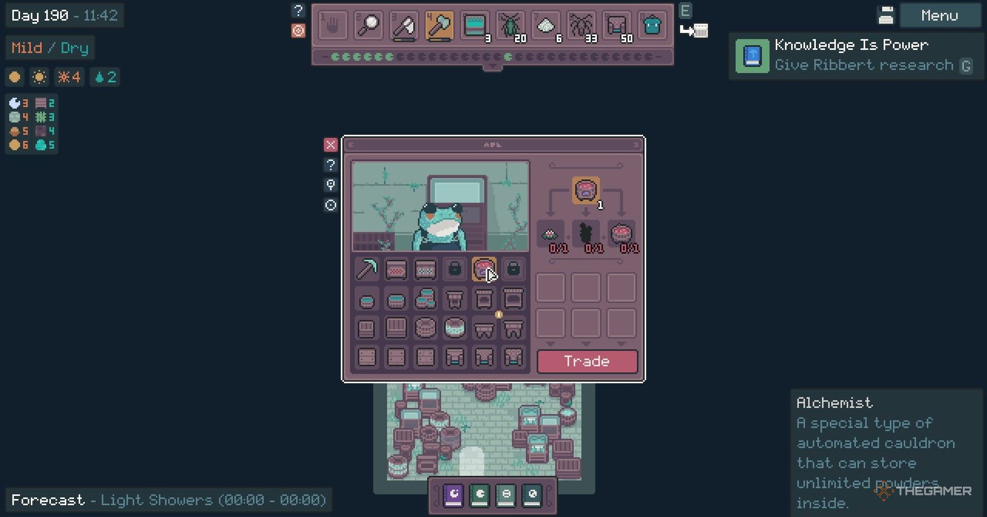 Buying a Cauldron from Annura for flowers in Mudborne.