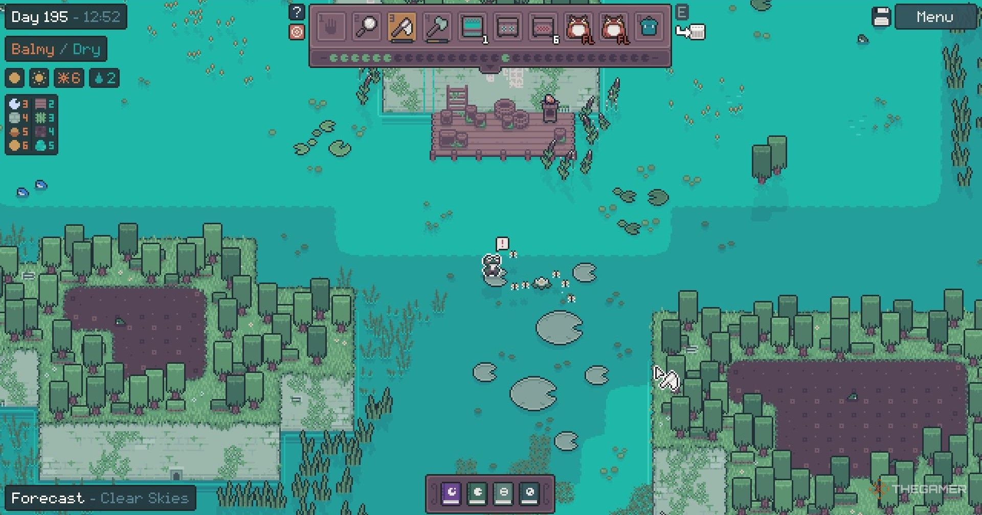 Catching butterflies near flowerrs in deep water in Mudborne.