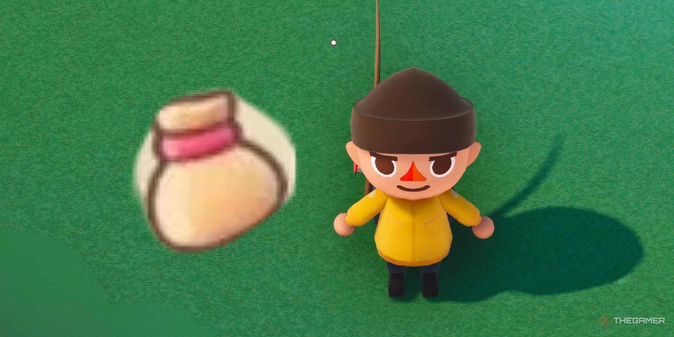 Character standing by a Mysterious Bag in Longvinter.