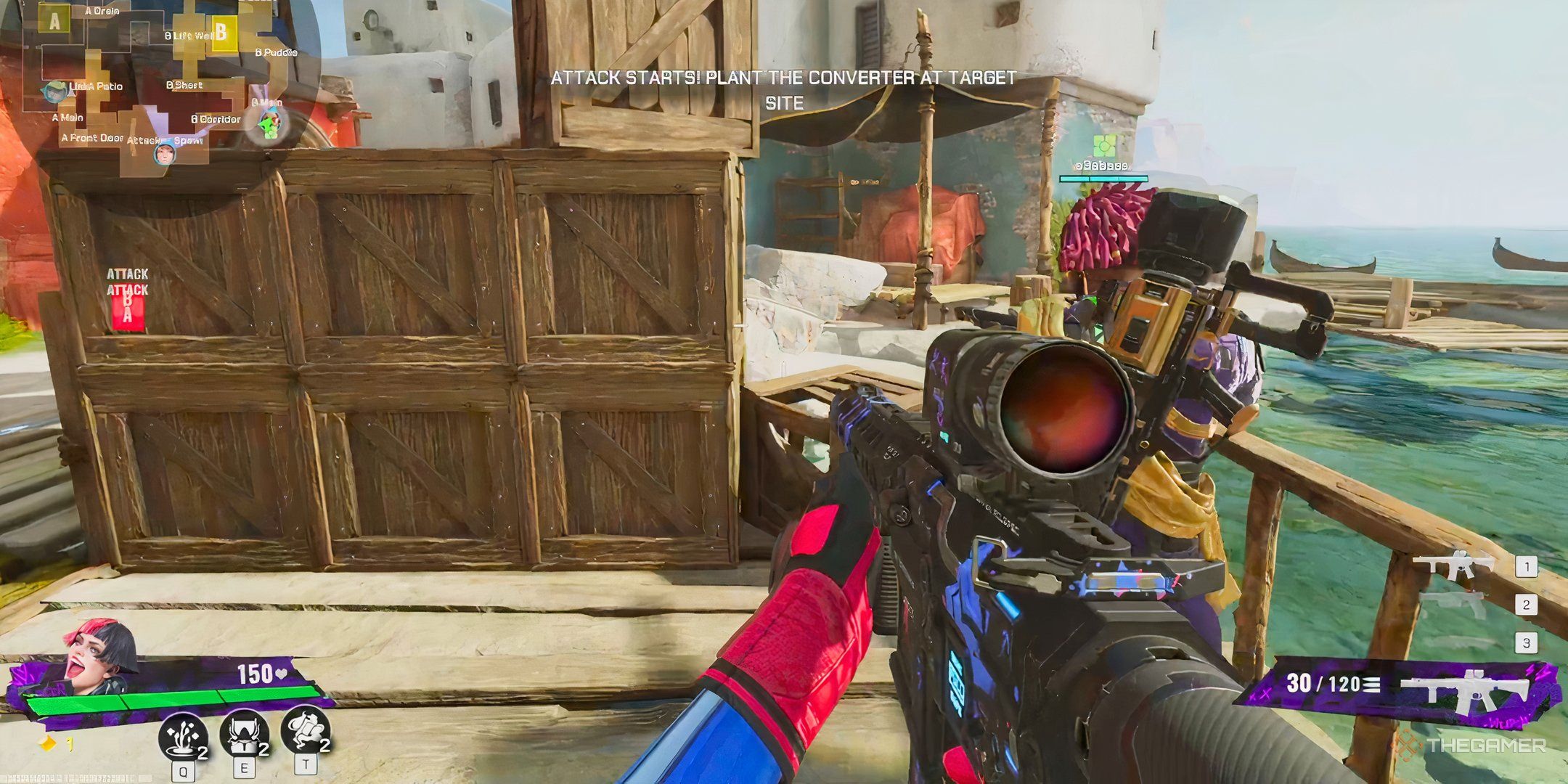 A lancer using an assault rifle in Fragpunk.