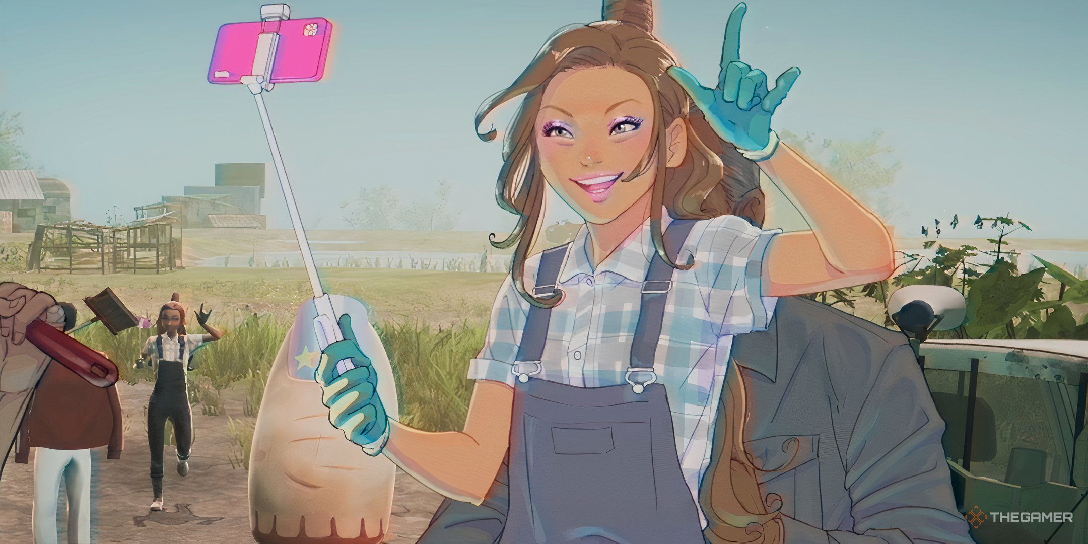 Peaches the Influencer-Farmer in Promise Mascot Agency.
