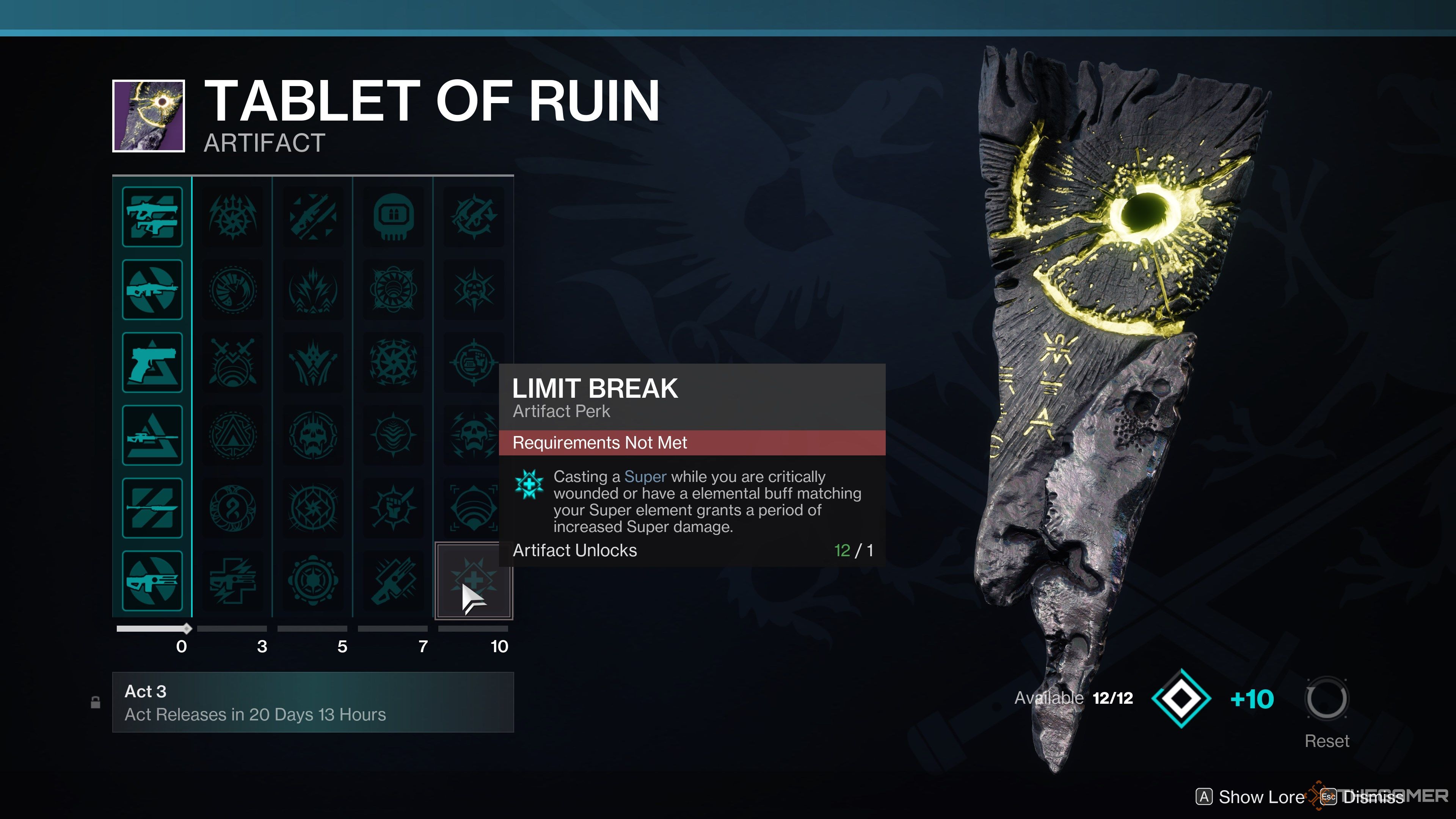 Destiny 2 تبلت Ruin A2 ستون پنج
