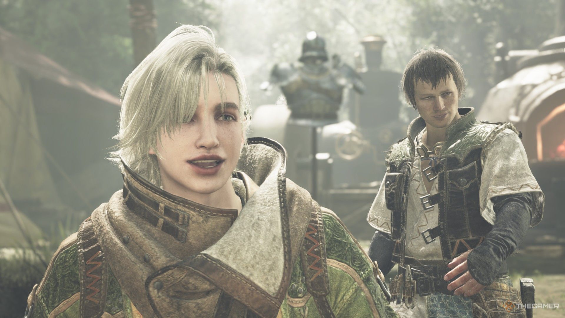 Erik and Werner smile at the camera in Monster Hunter Wilds.