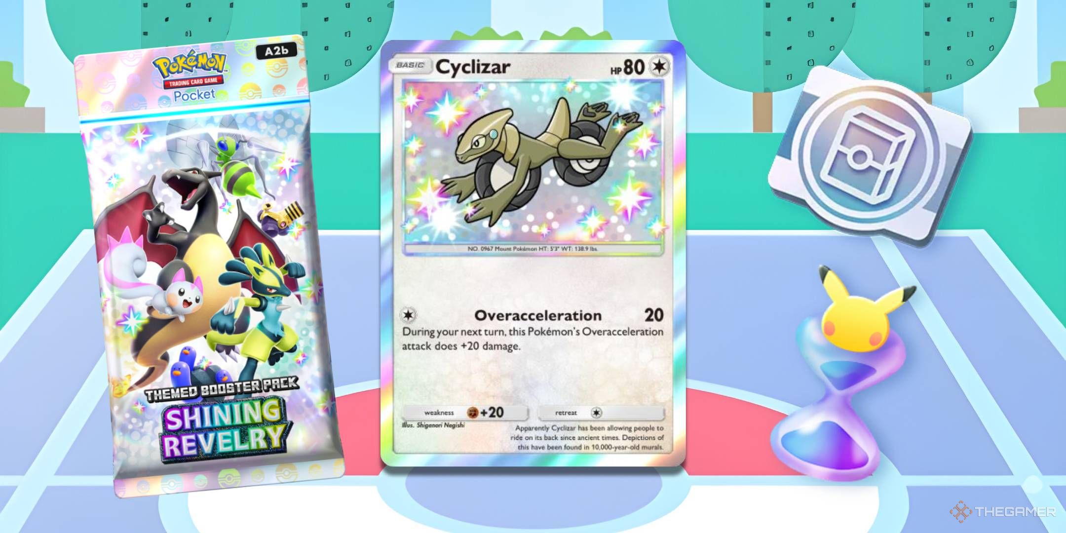 راهنمای رویداد Drop Pawmot برای Pokemon TCG Pocket 12 پاداش از رویداد Ex Starter Deck Missions رویداد: یک بسته شاداب درخشان ، تبلیغی براق Cyclizar ، بلیط عرشه و یک ساعت شنی.