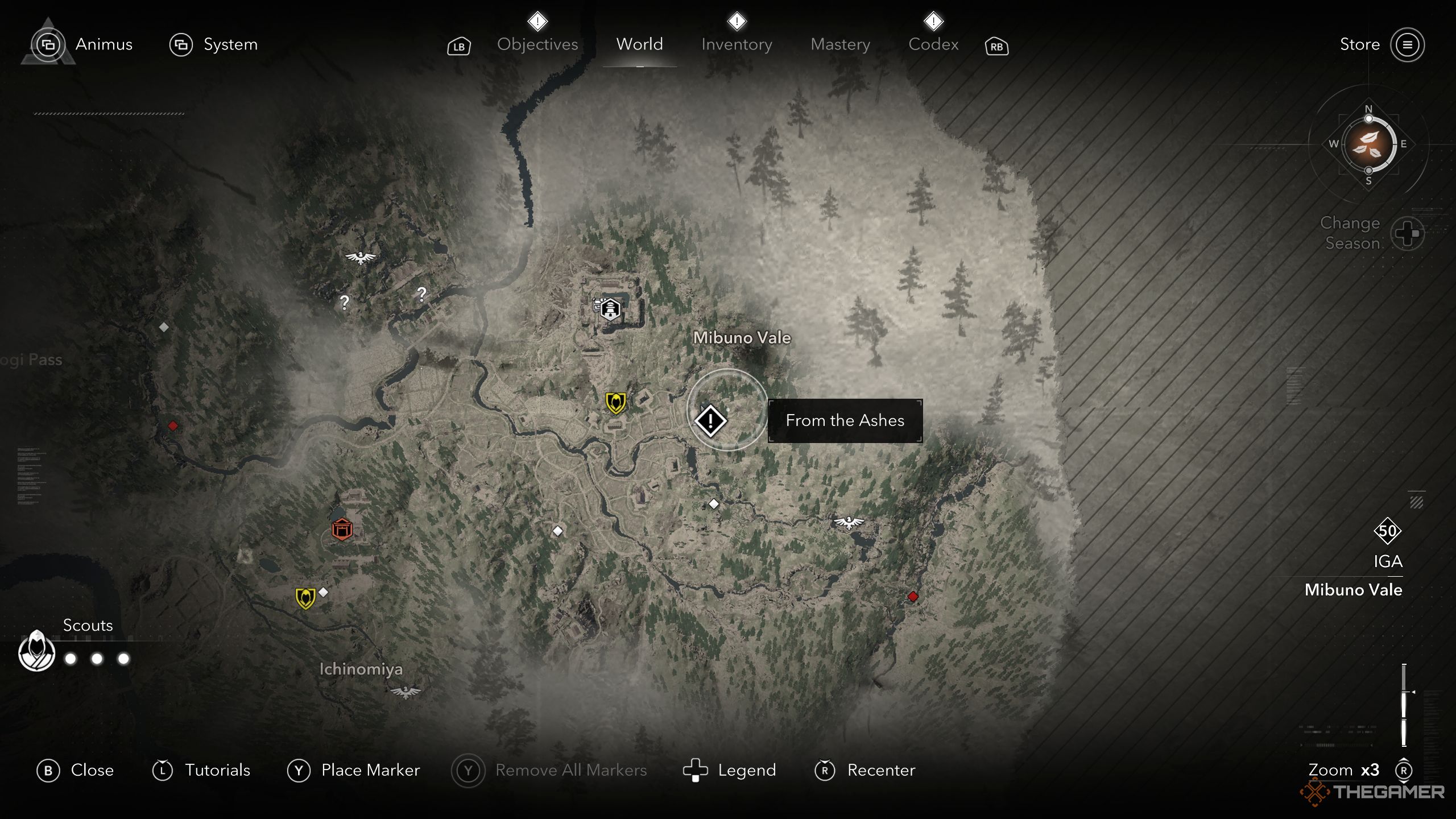 Ashes Quest location on the map in AC shadow.