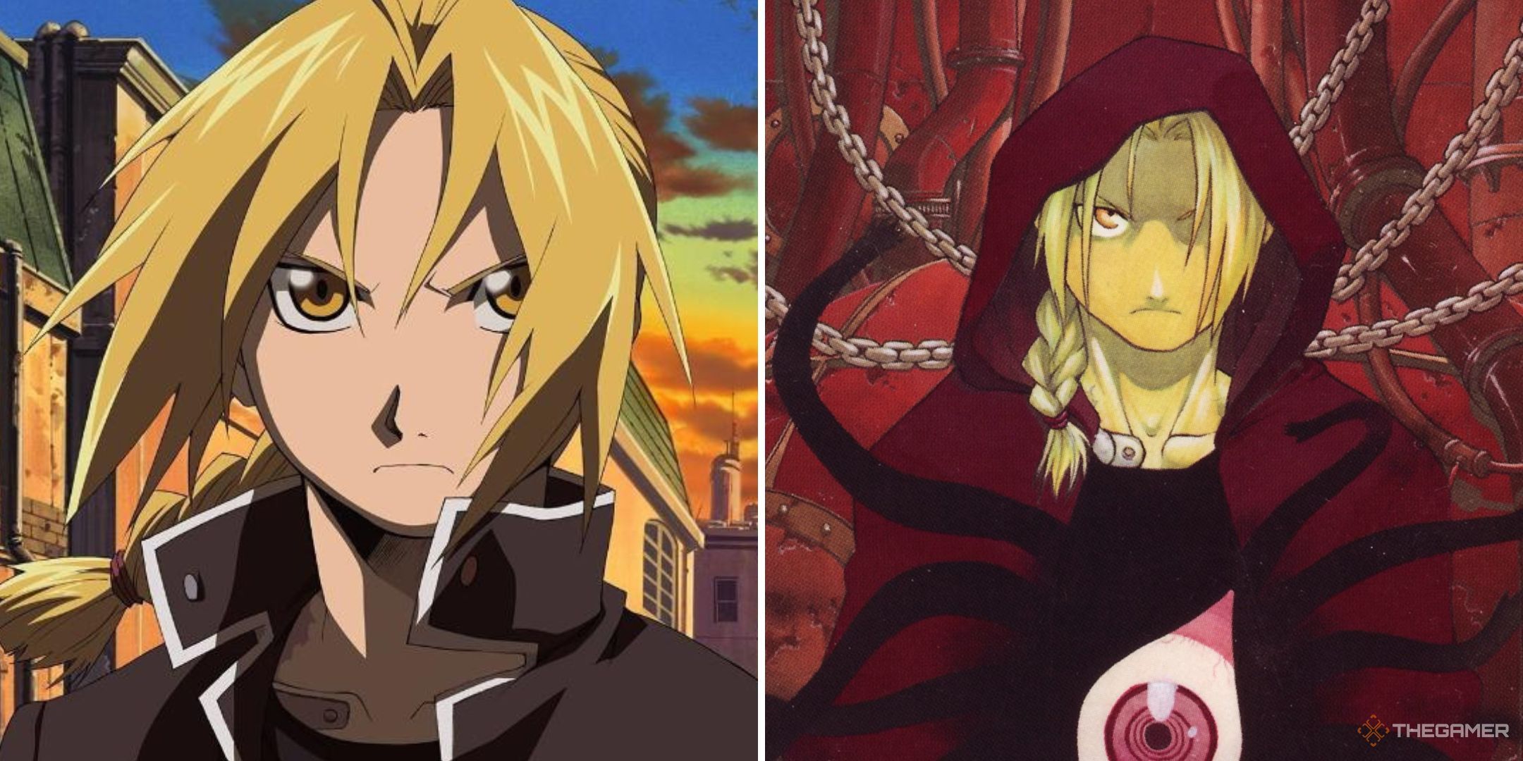 From the mobile phone of 2003 to the left side of the Fil Metal Alchemist Edward Elk and Edward Elk from Manga to the right.