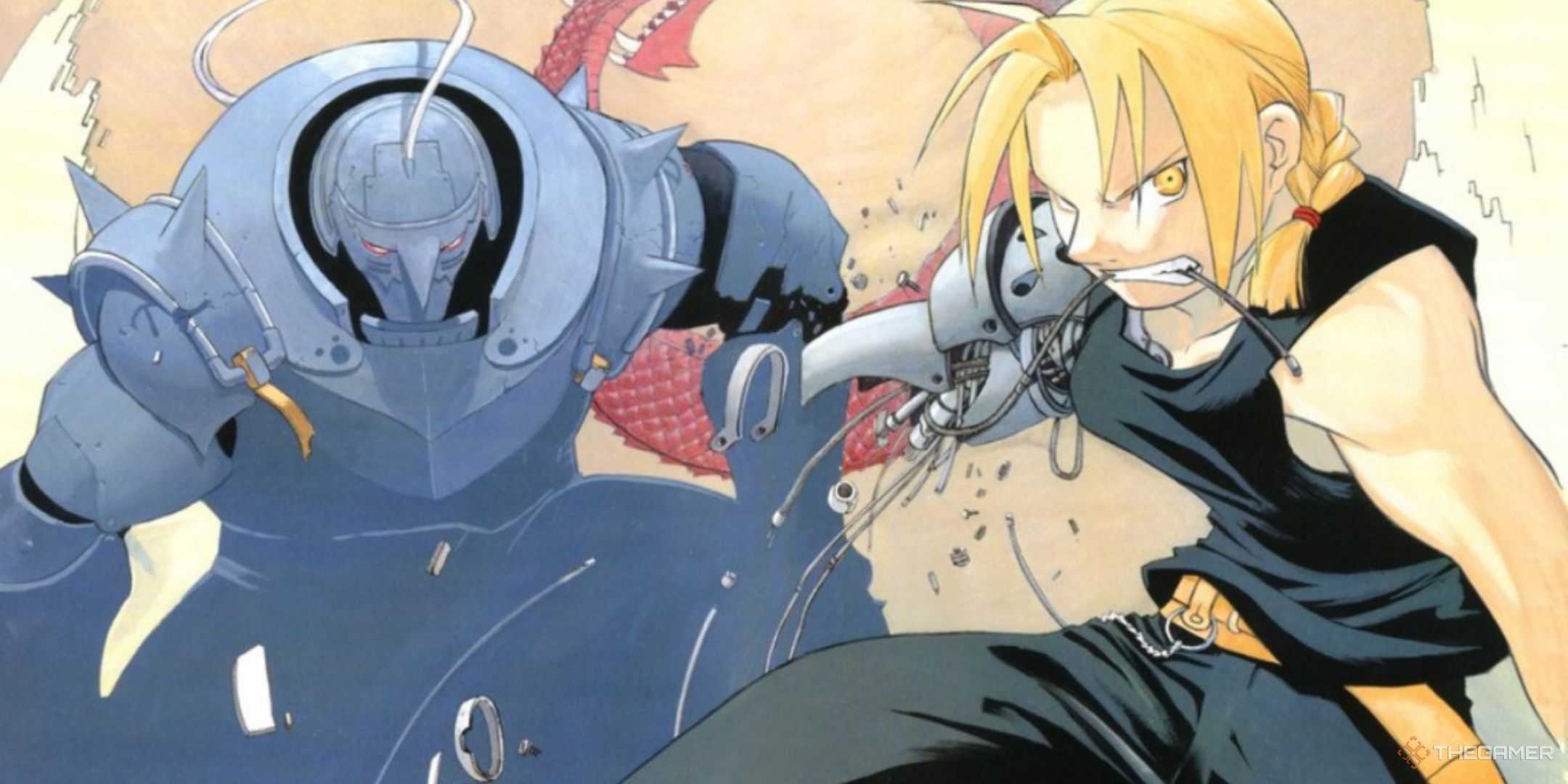 In the background, his automal arm is broken and with Alfonus looks at the Fil Metal Alkimist Edward Elk Earth.
