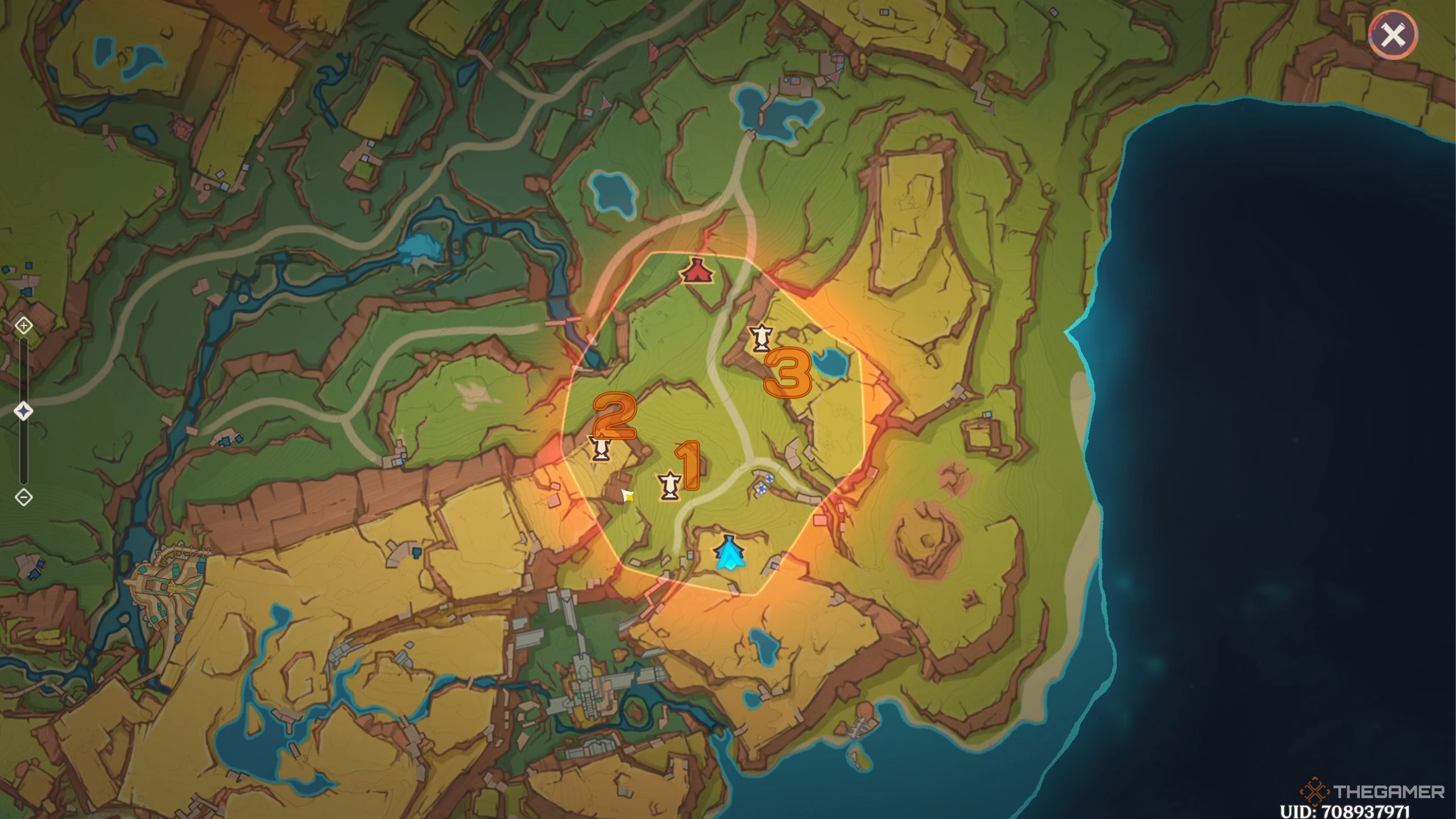 Genshin Impact Bloomflower Trials Traverse Infiltrate Capture stage map.