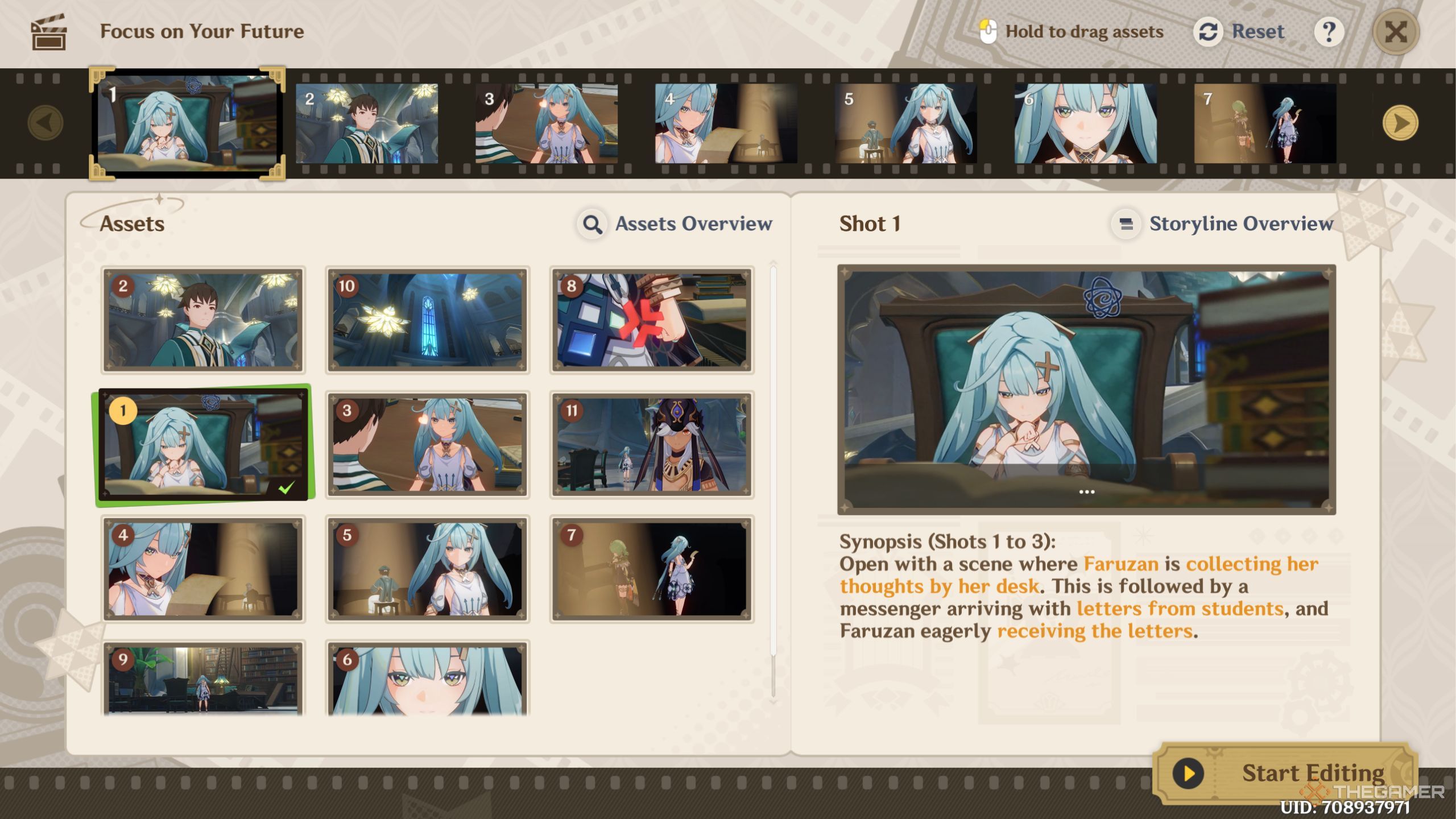 Genshin Impact Focus On Your Future in Reel Ad-Venture shot chronology.
