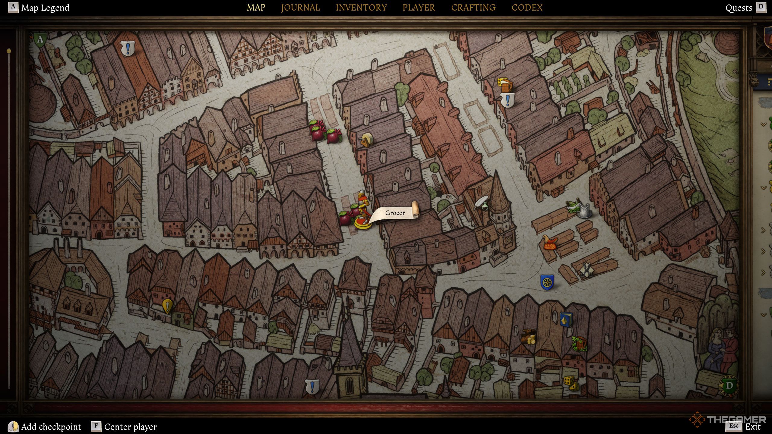 Location of the grocer on the map in Kingdom Come: Deliverance 2.