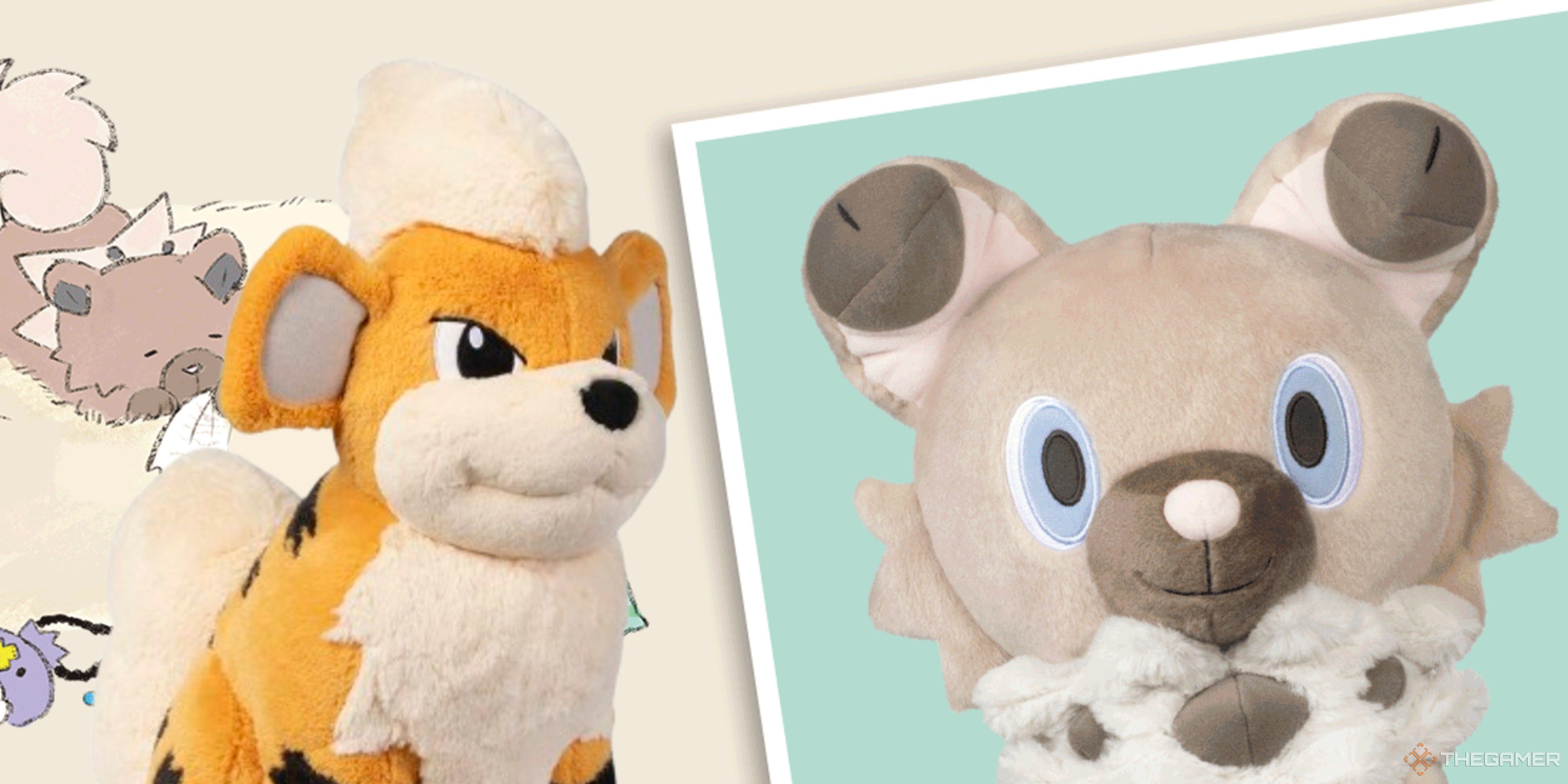 growlithe and rockruff furry friends pokemon plushes.