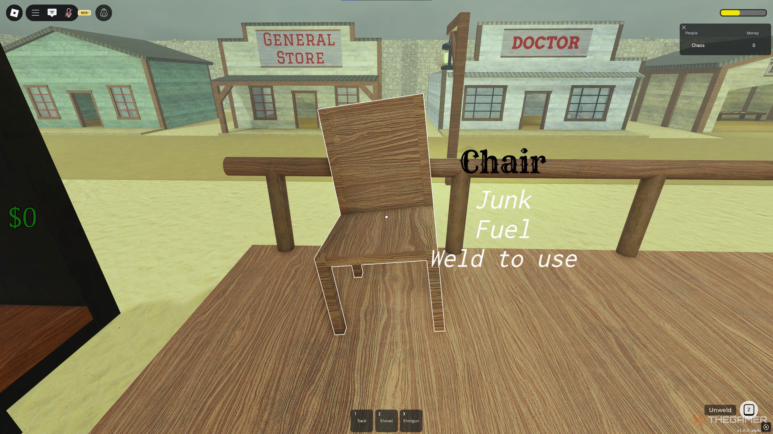A chair in Dead Rails, on Roblox.