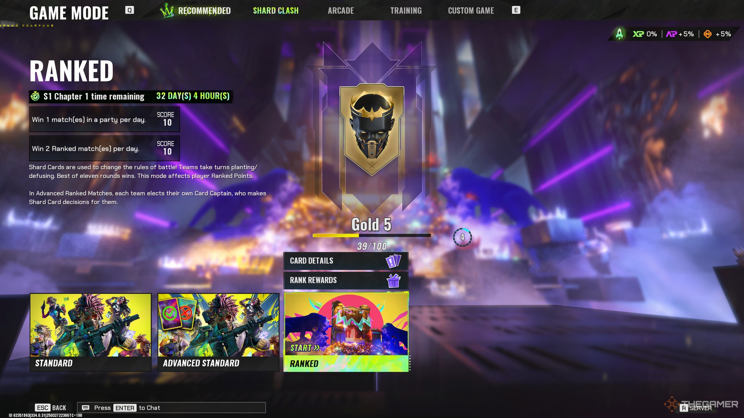 The menu, where the rank is closed, is extracted from the Shard Clash Game methods in Faripinic.