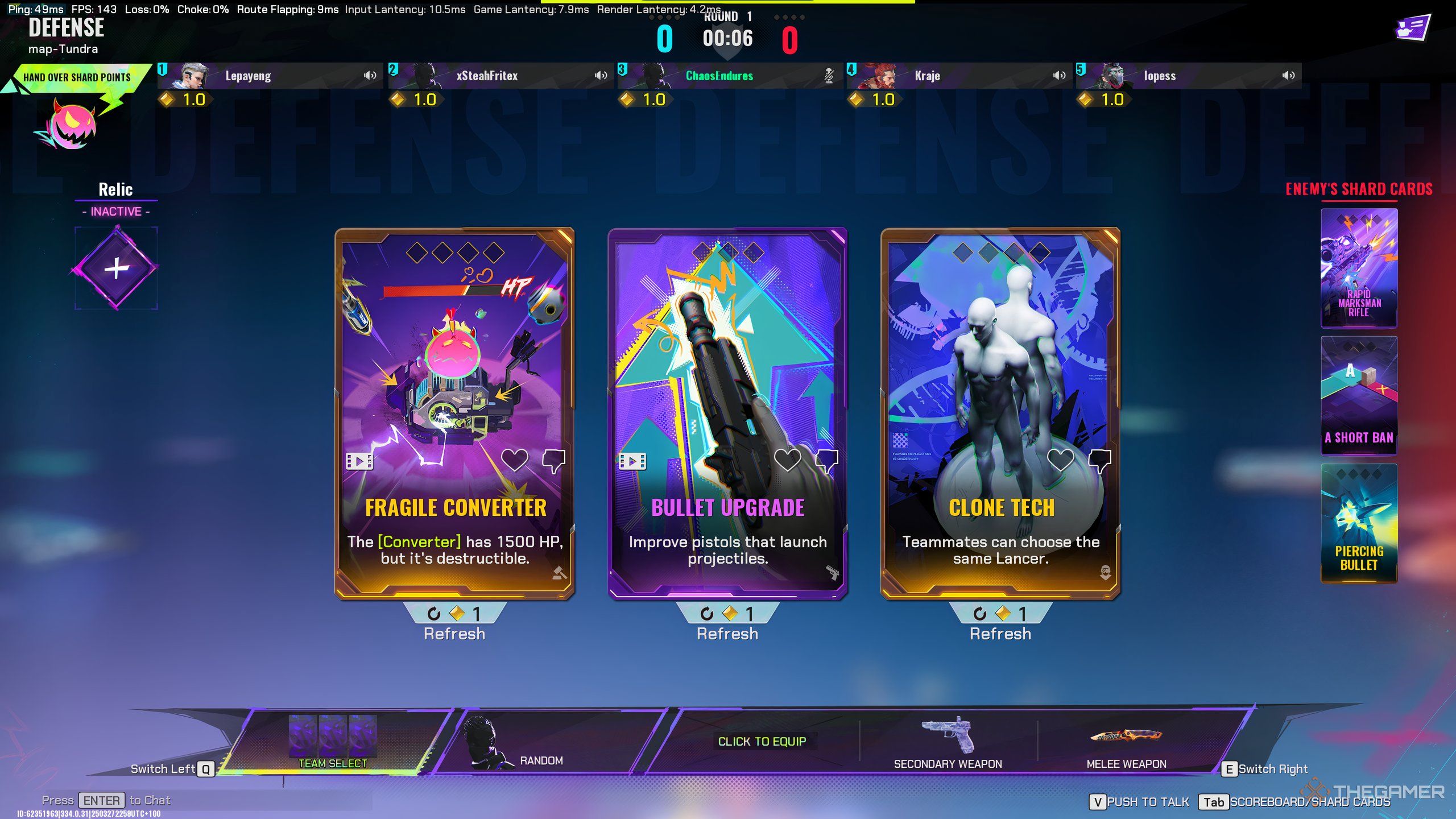 Choosing Shard Cards at the beginning of each period in Faripinic.
