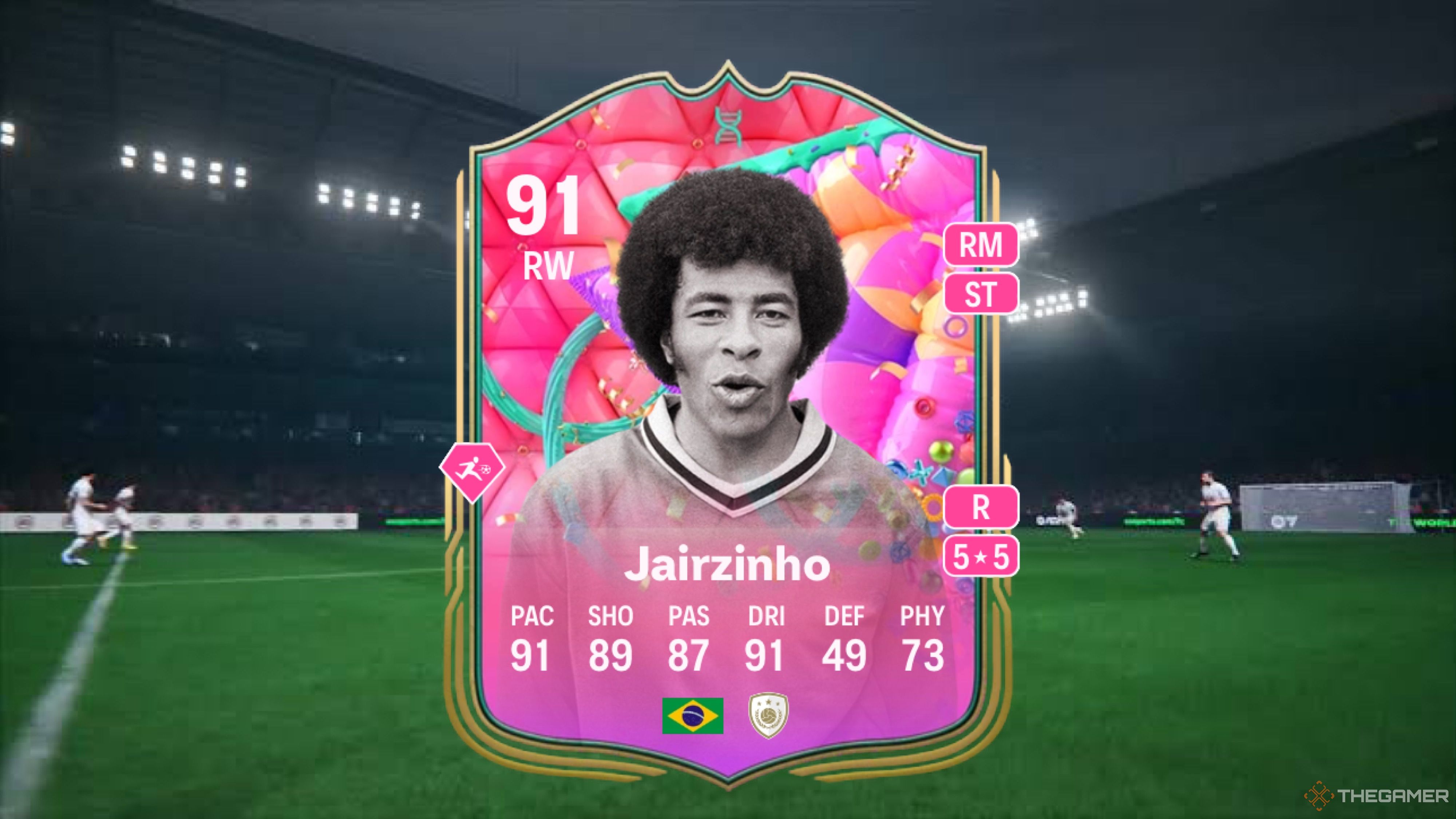 Image showing Jairzinho card against a faded pitch background.