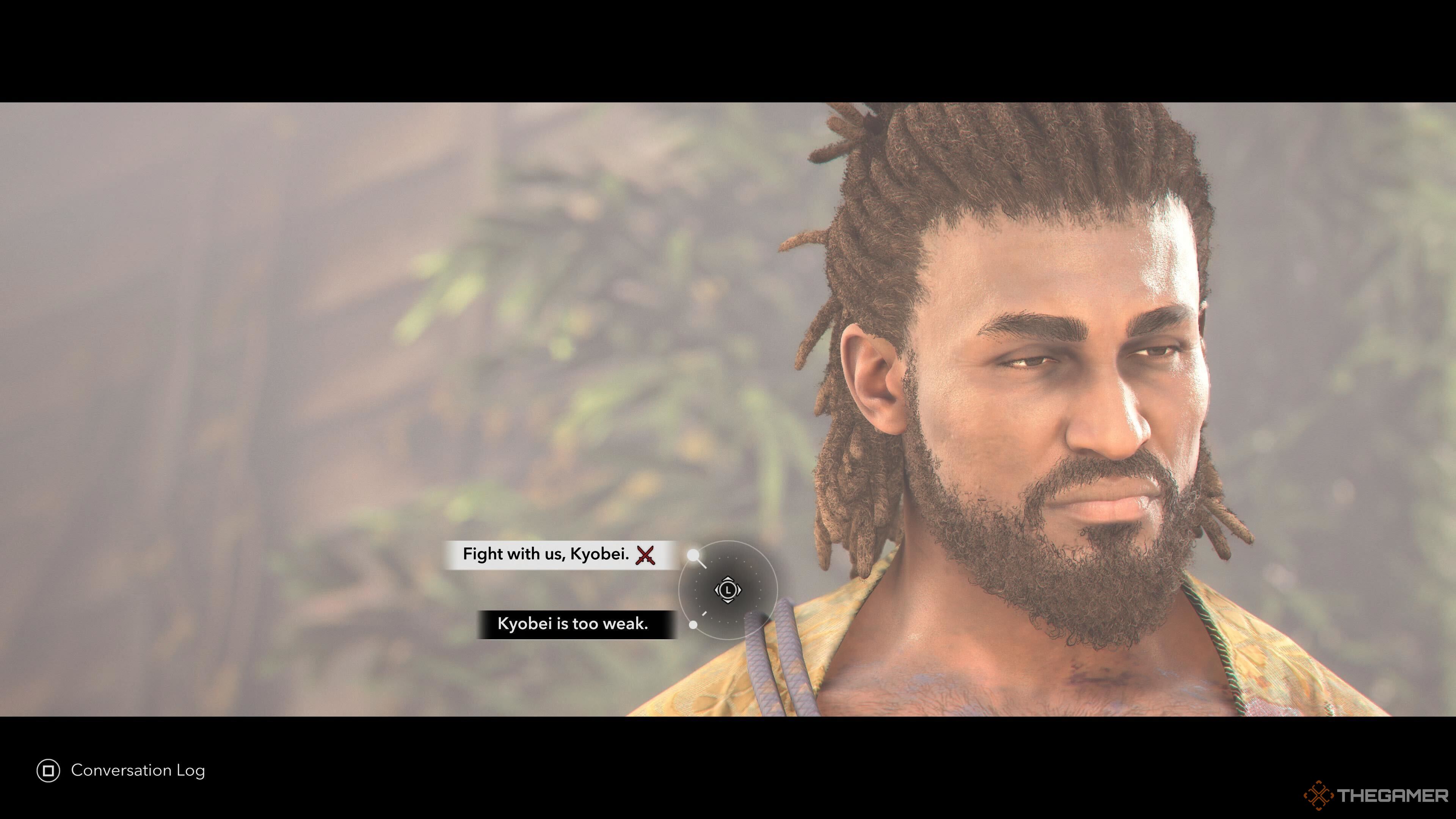 Yasuke asks Kyobei ​​to fight with him in the shadow of the Creed of Assassin.