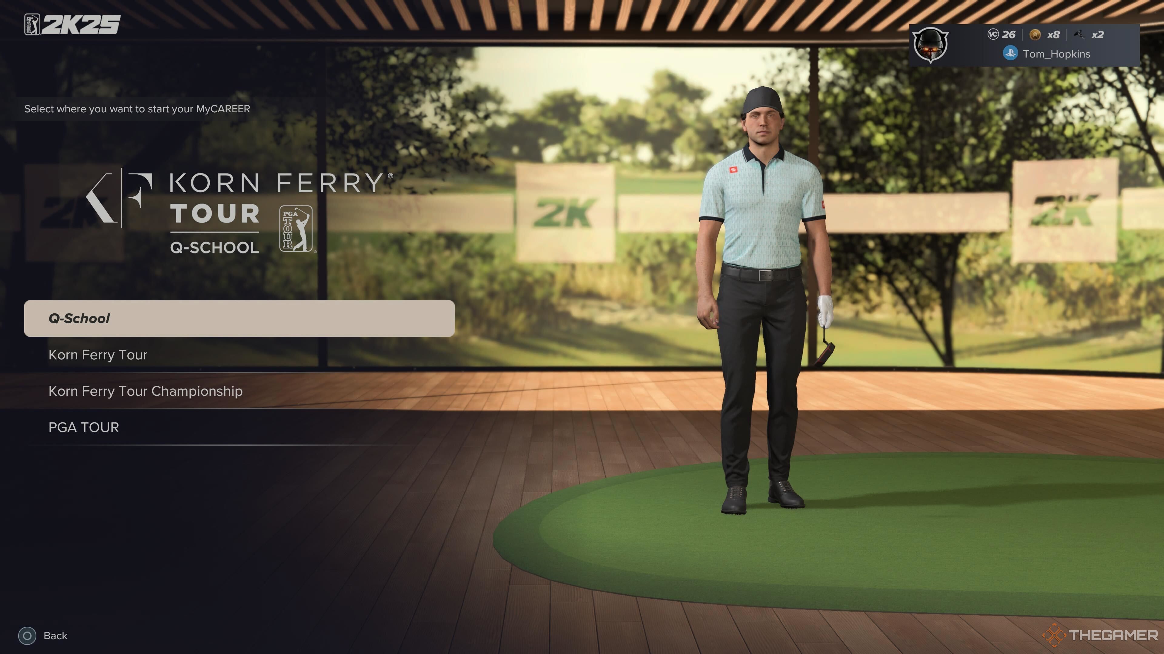 The starting point choice screen in MyCareer in PGA Tour 2K25.