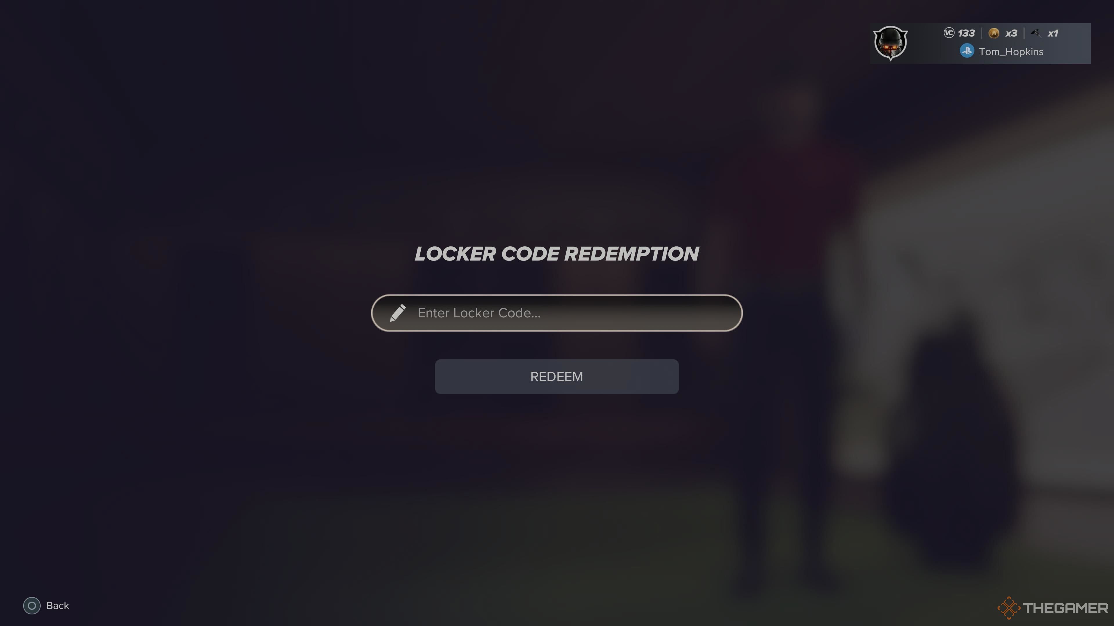 The code redeem screen in PGA Tour 2K25.