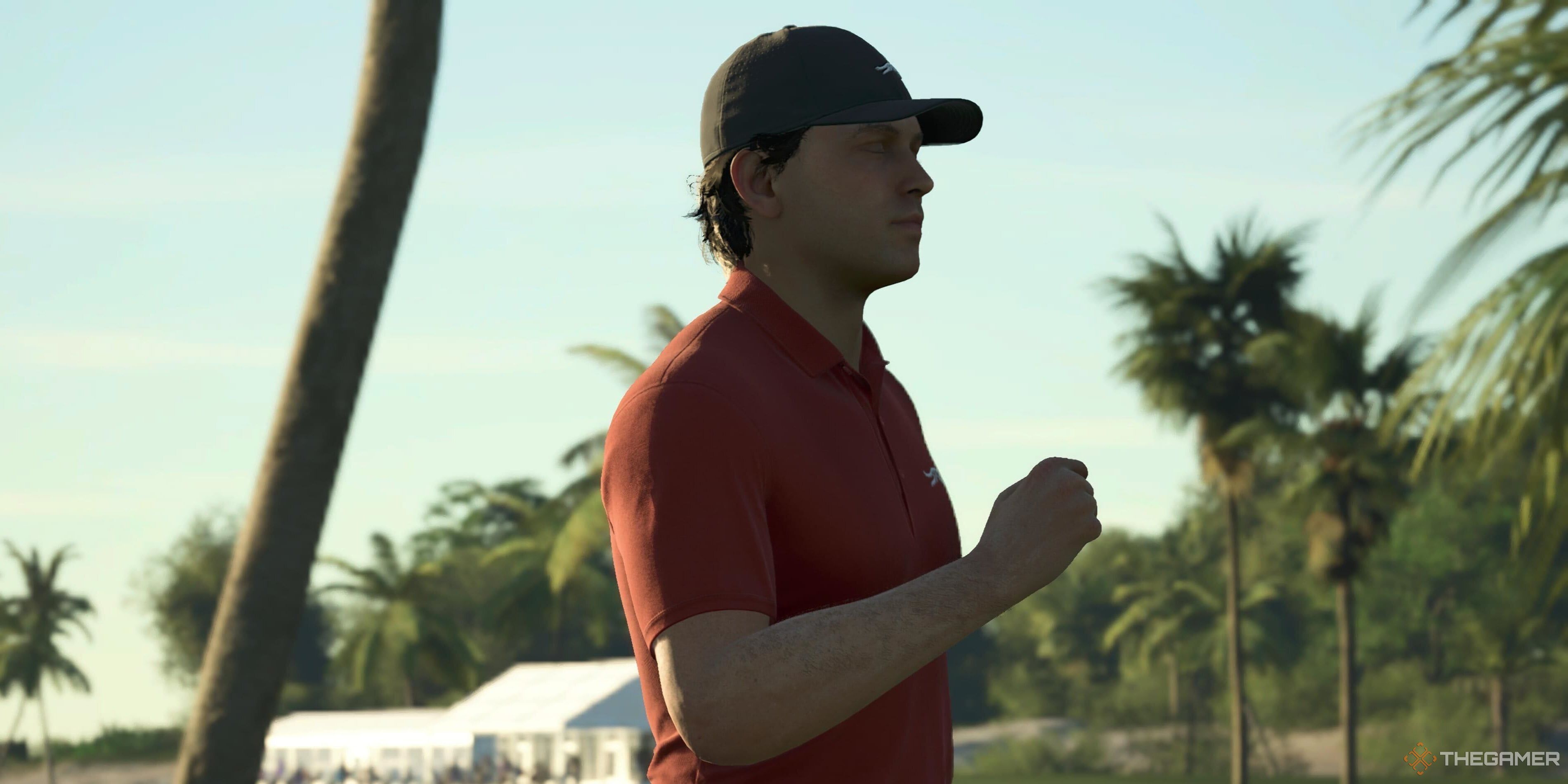بازیکنی که در PGA Tour 2K25 جشن می گیرد.