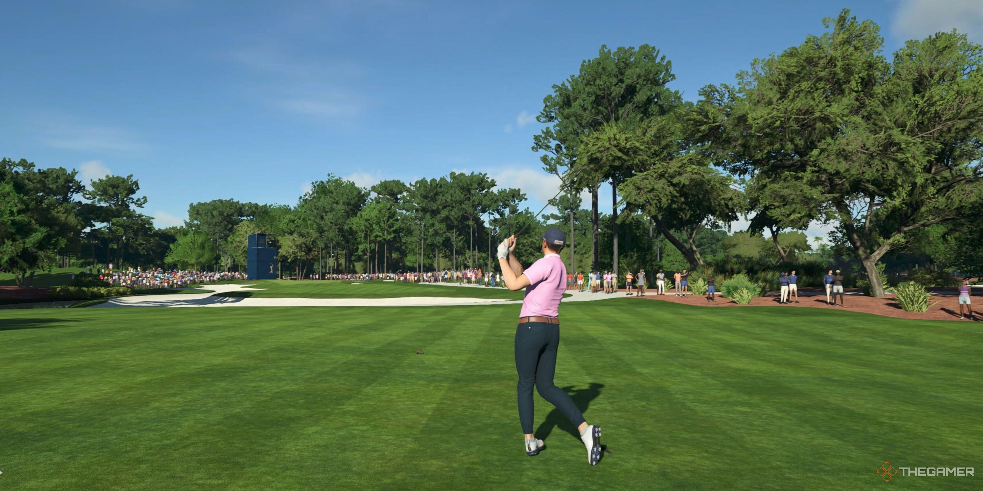 A player mid-swing in PGA Tour 2K25.