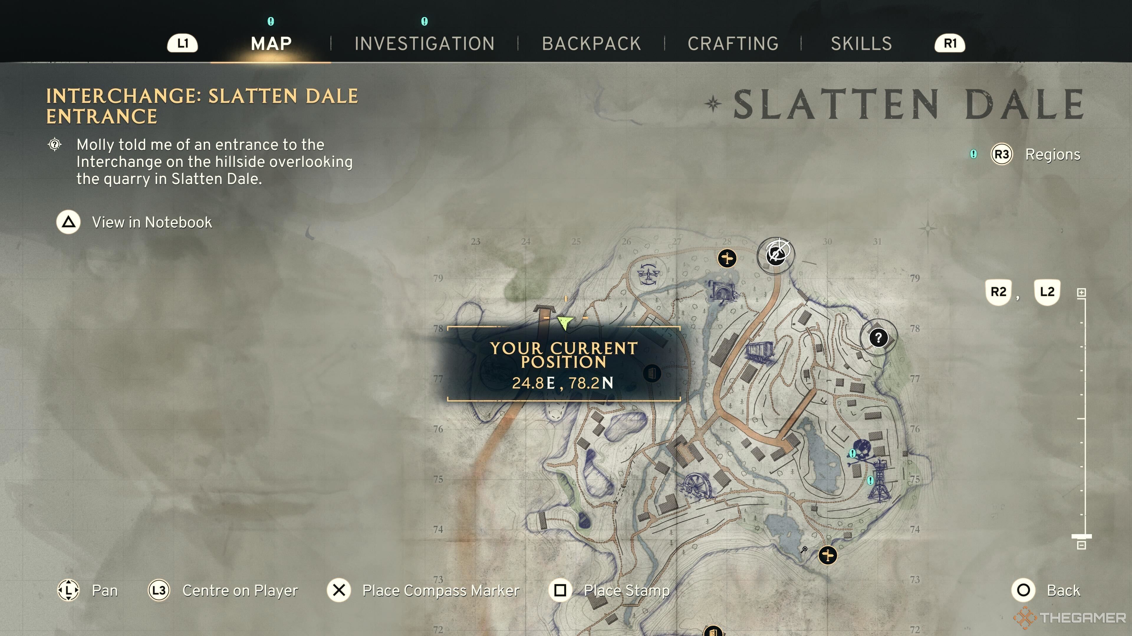 Map location for a bunker in the atom fall.