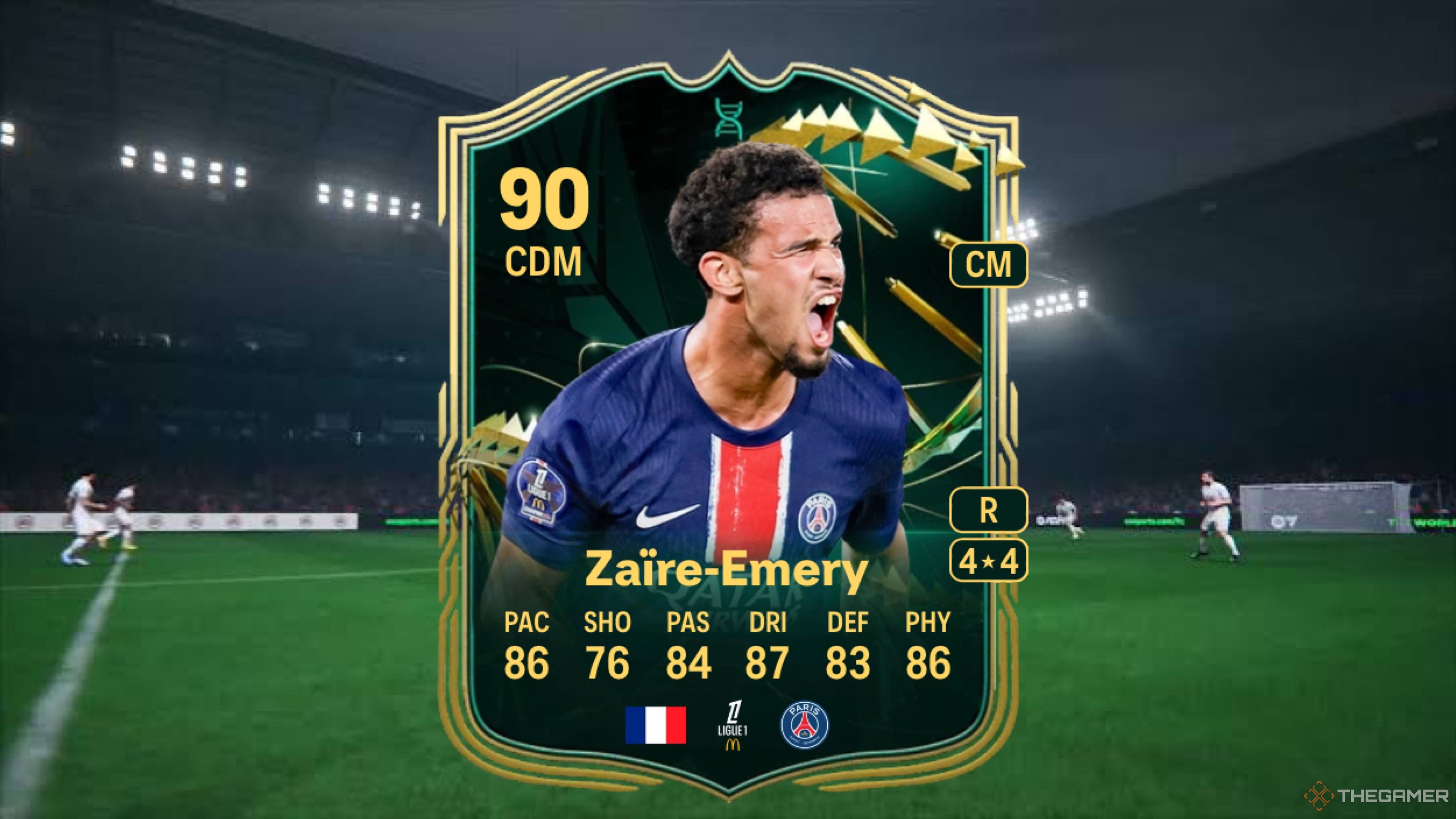 BILD shows the Zaïre Emery card in front of a faded pitch background.